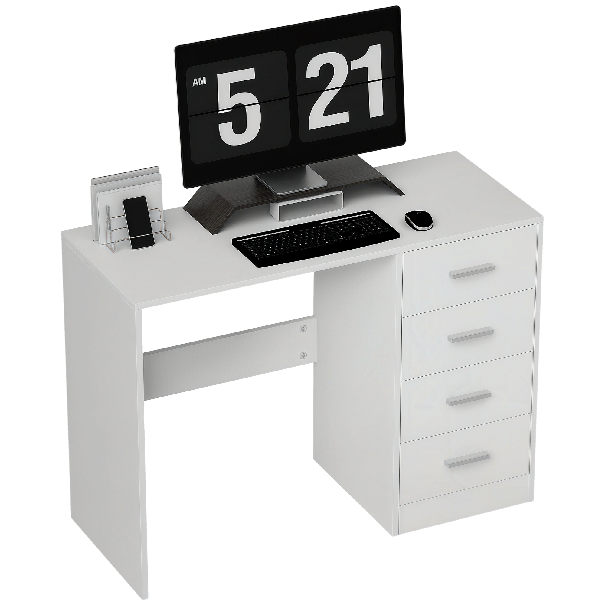 Computer Desk With Drawers,Dressing Table,High Gloss Home Office Writing — image 2
