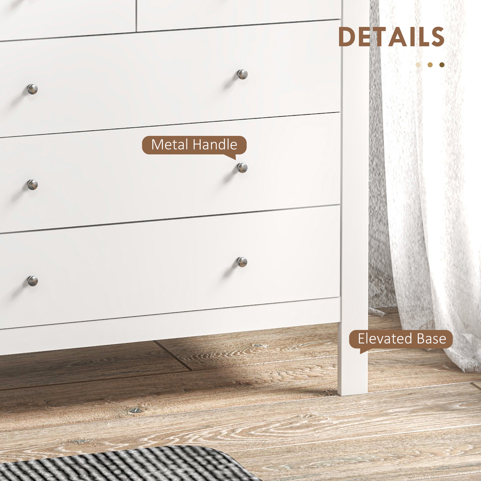 Modern Chest Of Drawers,5 Drawer Storage Cabinet With Metal Handles And Runners — image 3