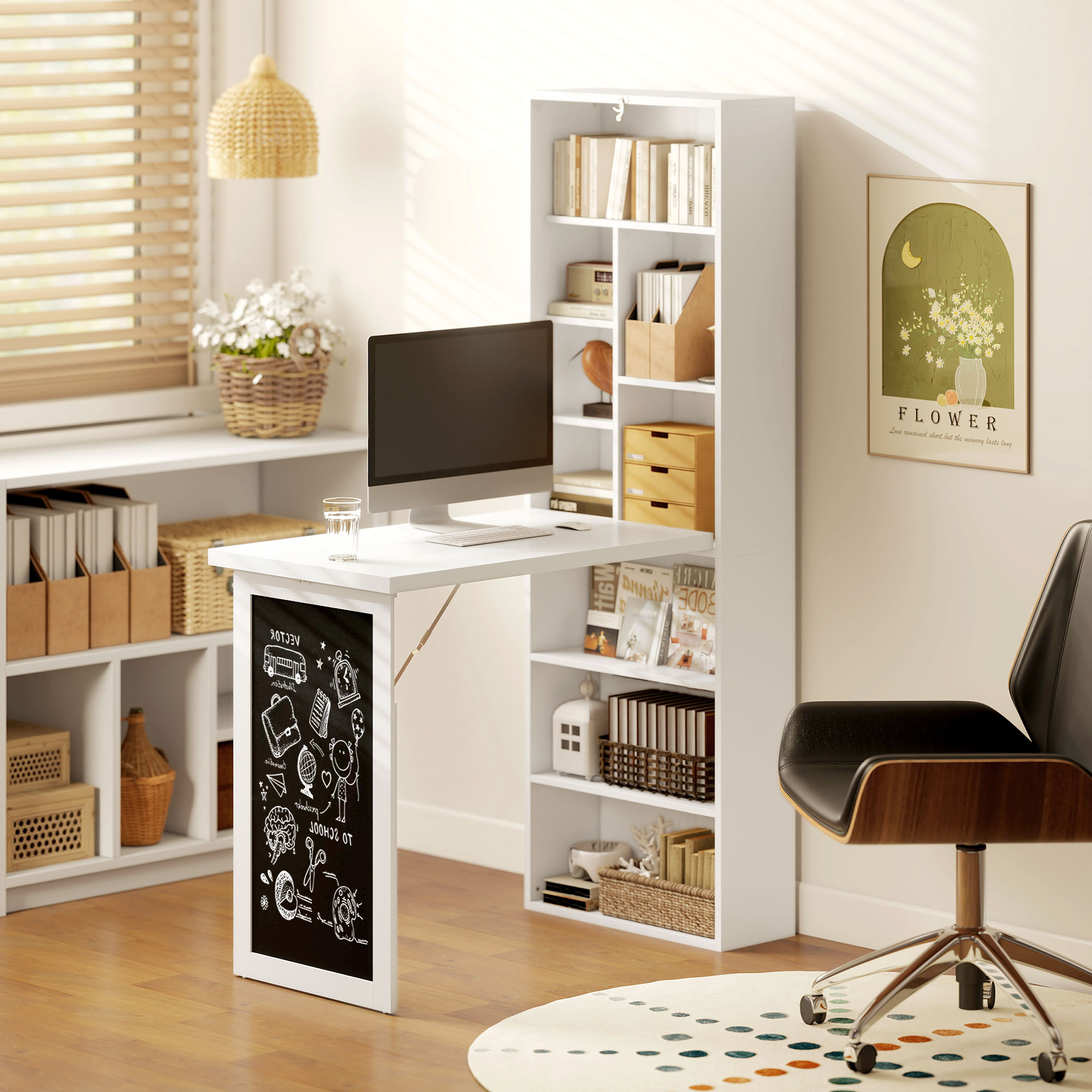3-in-1 Fold-Out Work Desk-White — image 5