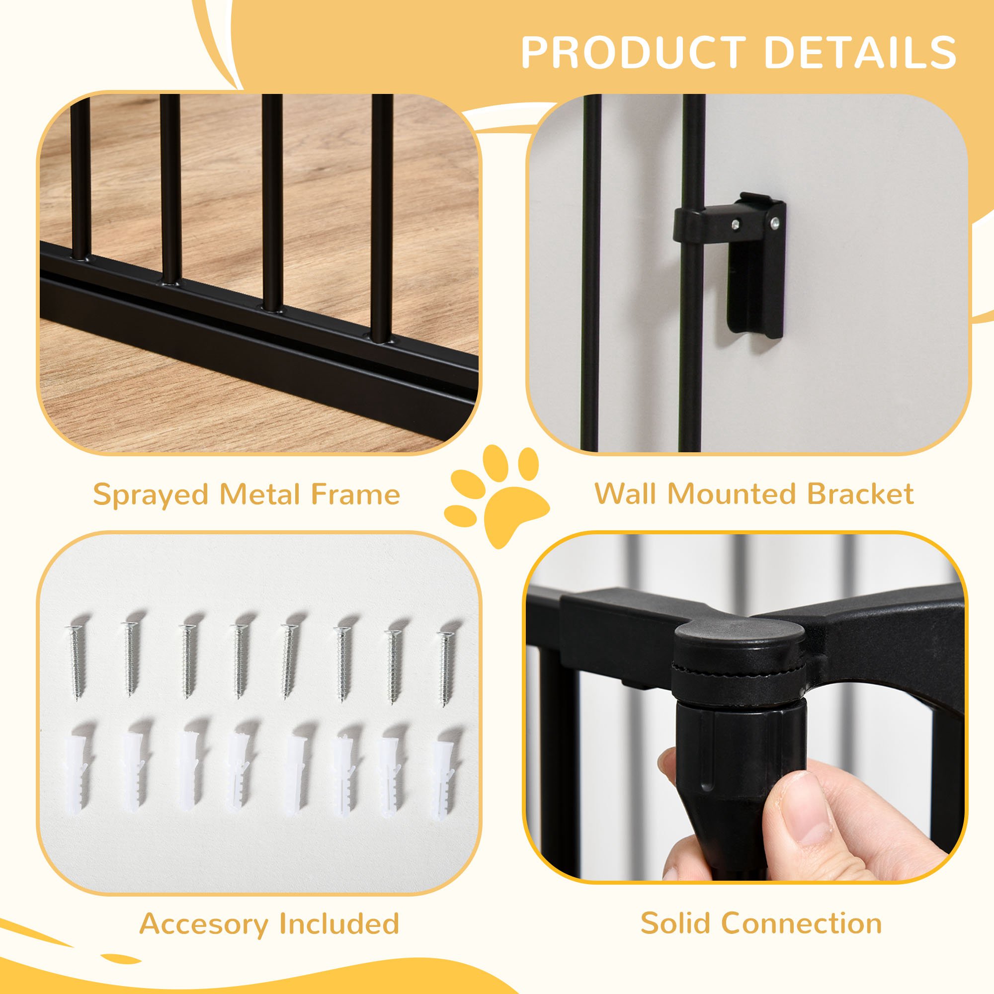 Pet Safety Gate,3 Panels Playpen Fireplace,Foldable Metal Fence,Stair — image 2