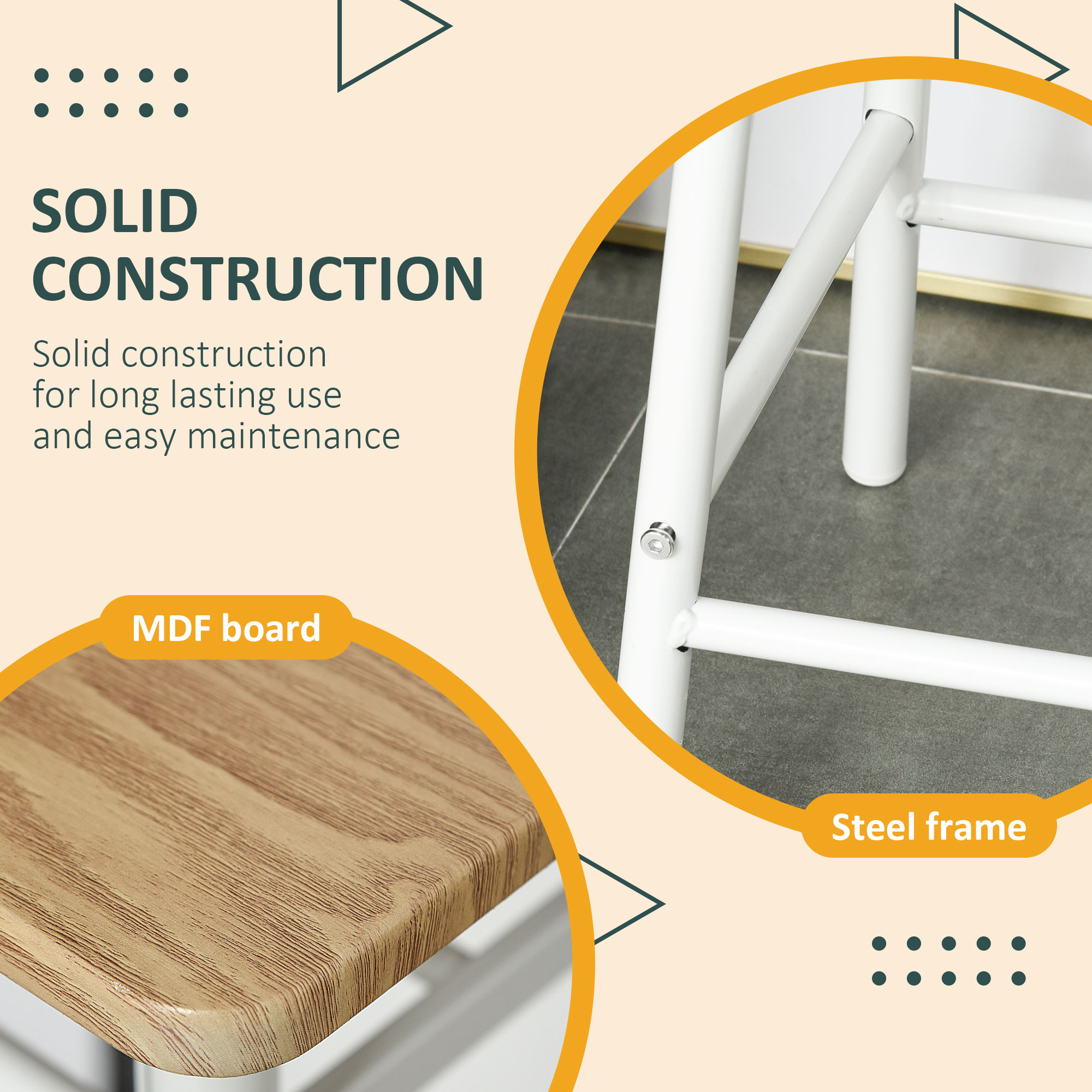 Bar Table Set,Bar And Stools Set,Footrest Storage Shelf,for Kitchen,Dining — image 5
