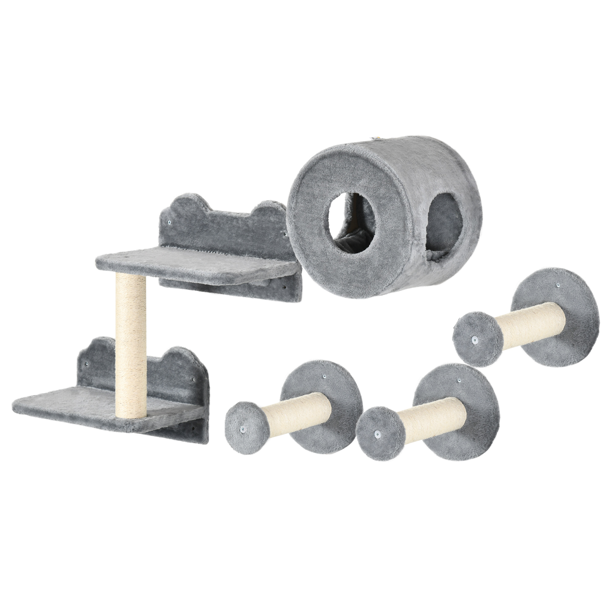 5PCs Cat Wall Furniture With Perch,Cat House,Scratching Post detail photo 11