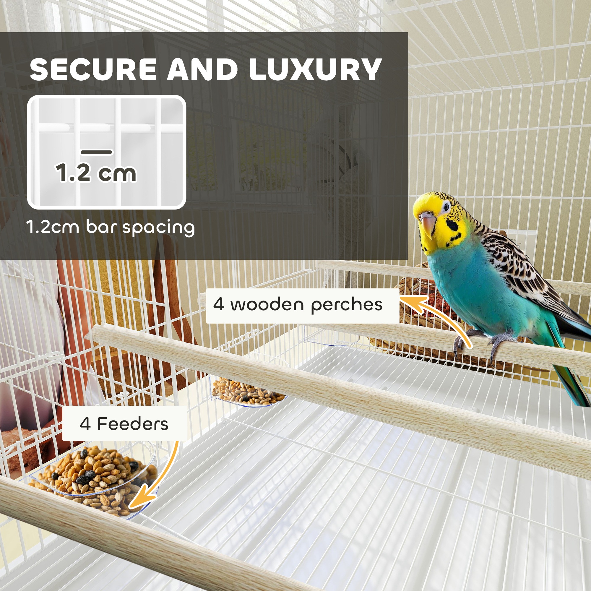 Bird Cage With Divider,4 Wooden Perches,Slide Out Tray,4 Feeders,for — image 4