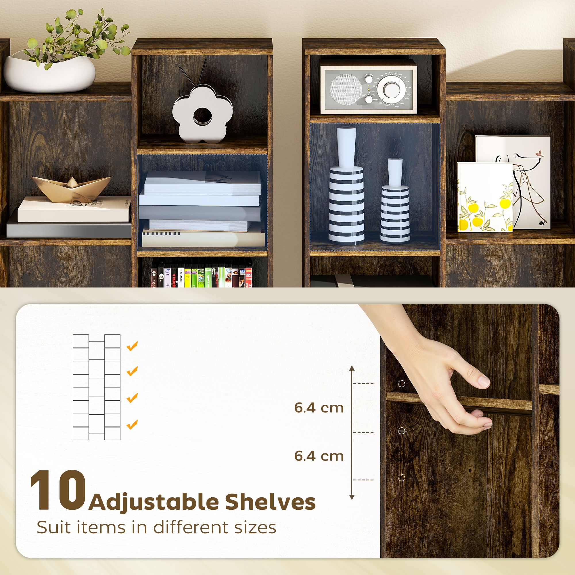 21-Compartment Bookshelf-Brown — image 5