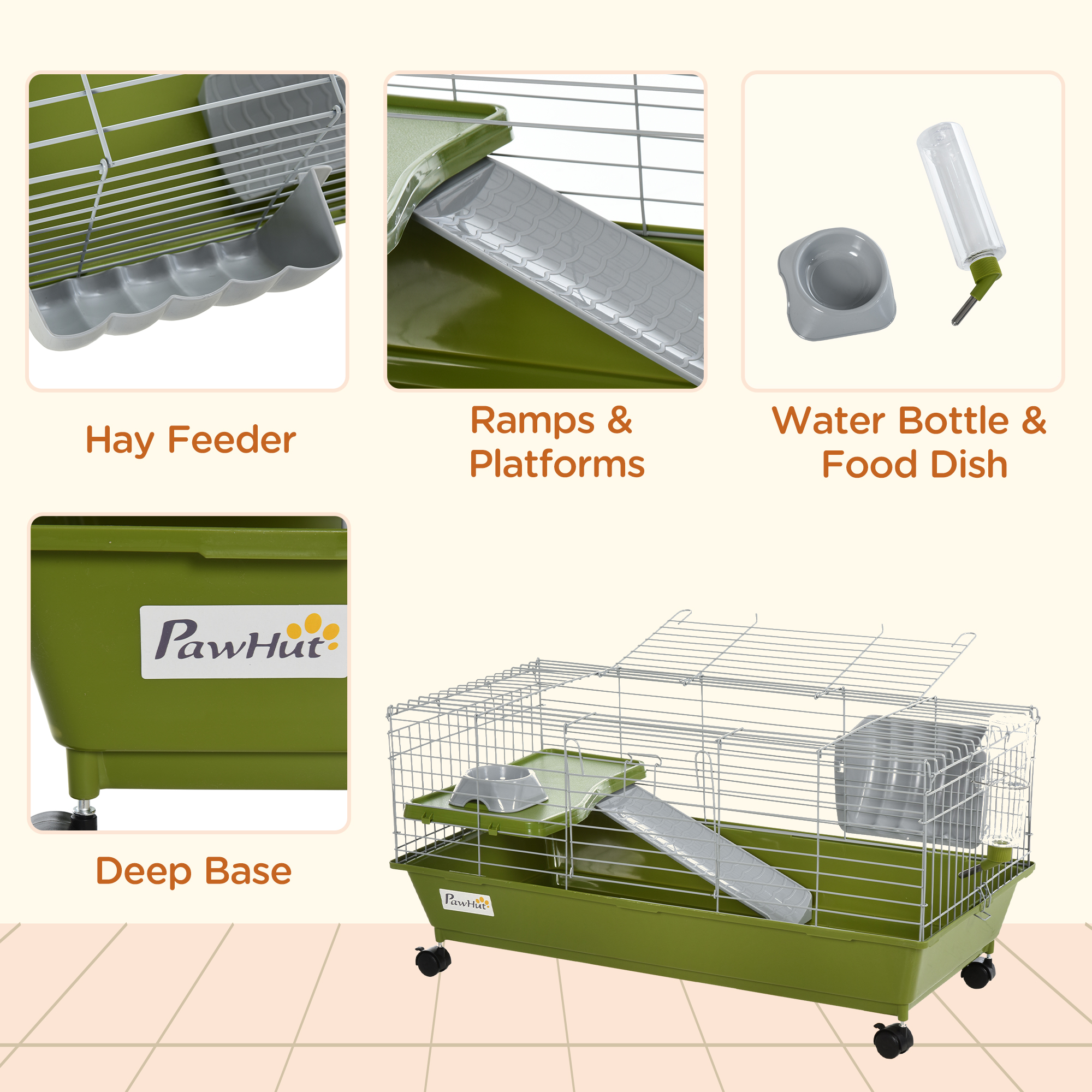 Small Animal Cage Rabbit Guinea Pigs Chinchillas W/ Wheels Water Bottle Food