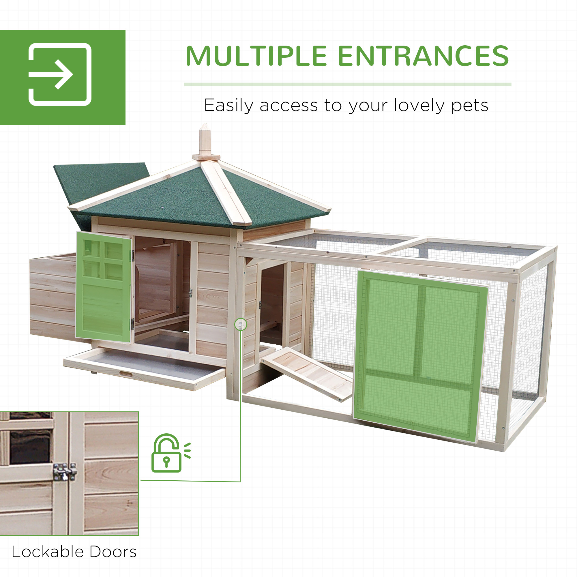 Chicken Coop Small Animal Pet Cage Nesting Box Outdoor Run B Ackyard Wooden — image 3