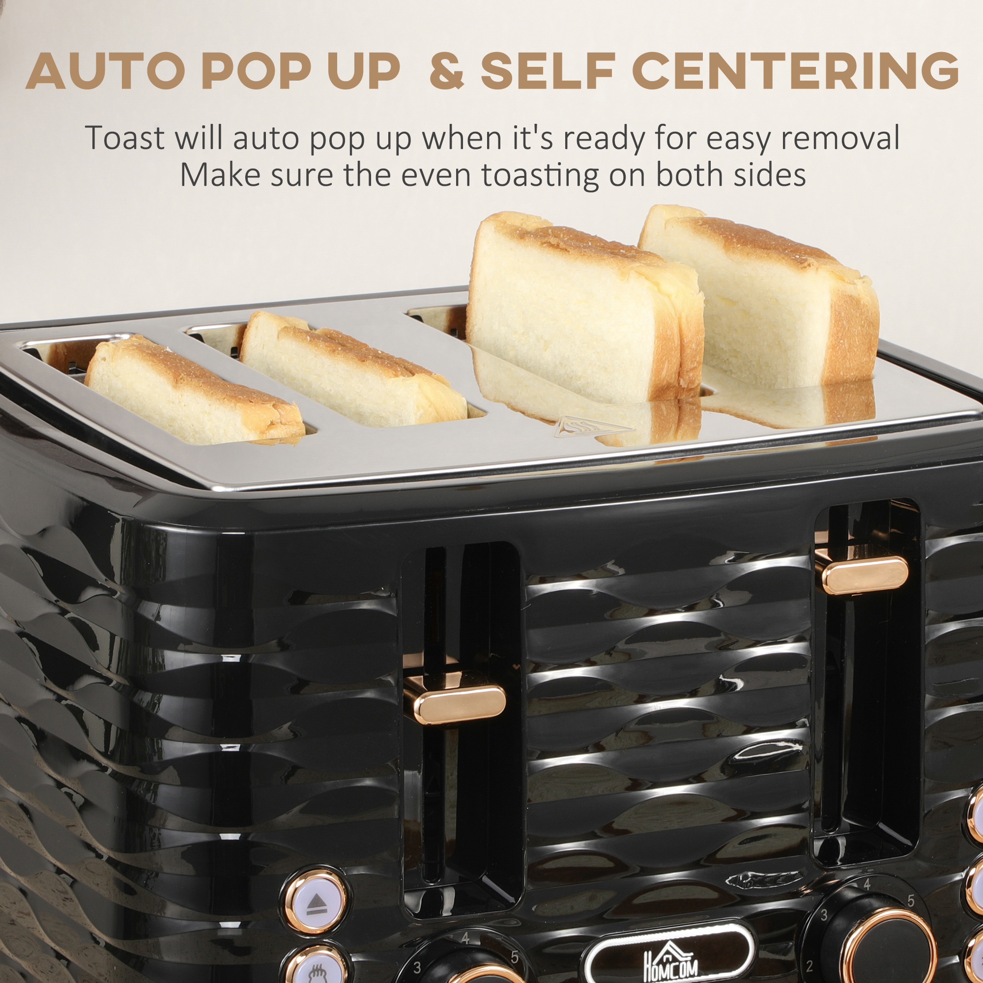 Kettle And Toaster Sets,3000W 1.7L Rapid Boil & 4 Slice With 7 Browning — image 5