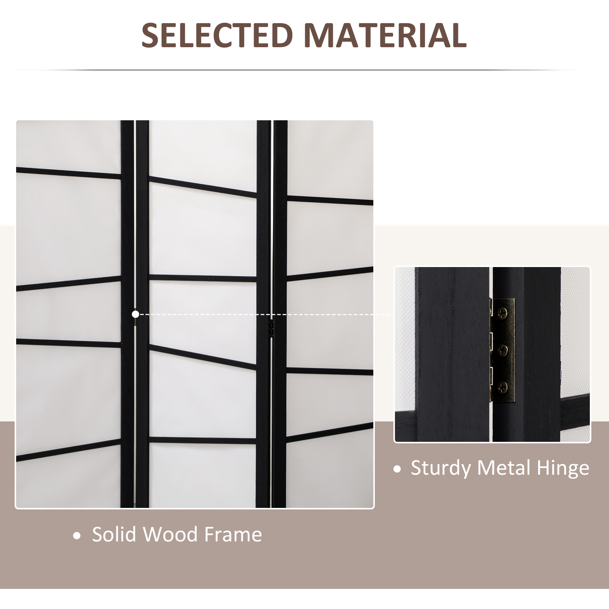 Wooden Folding Privacy Screen,3 Panel Room Divider For Bedroom,White — image 5