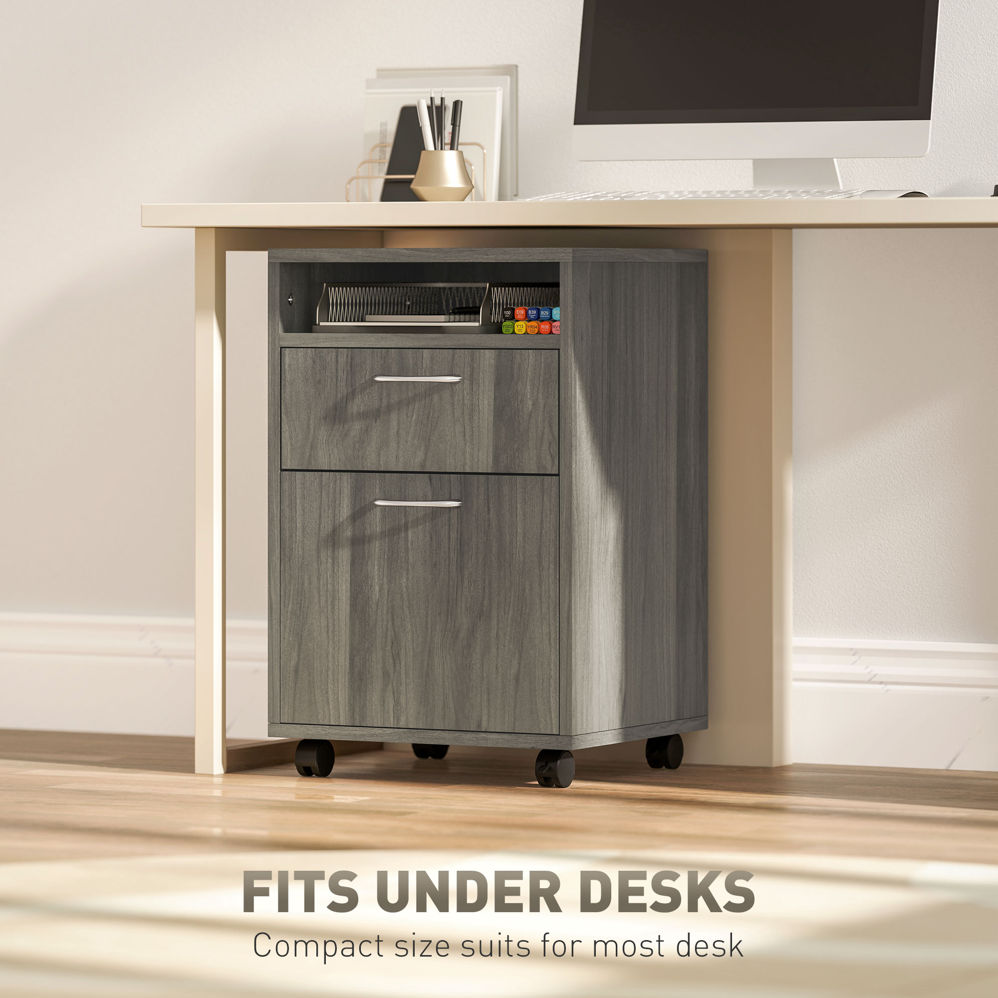 Filing Cabinet,Mobile File Cabinet With 2 Drawers,Office Home Organiser On — image 5