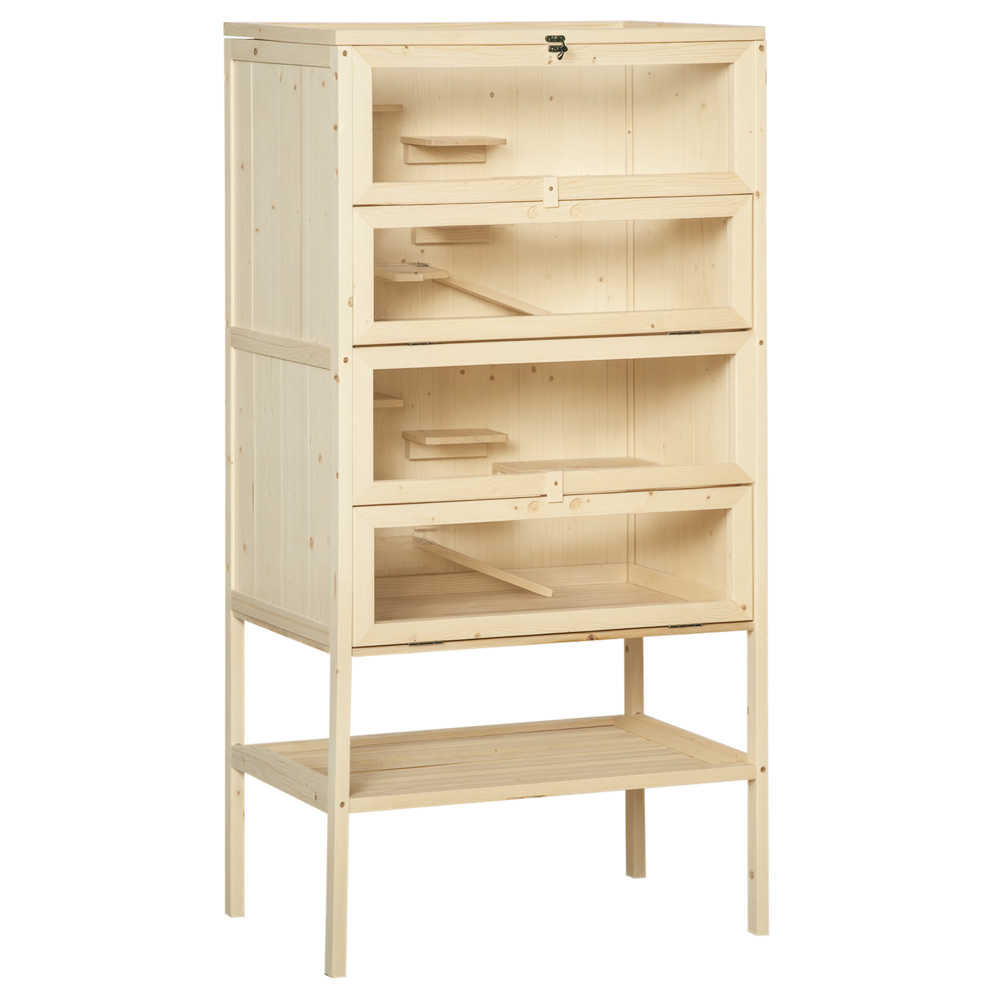 Wooden Large Hamster Cage,Gerbil Cage 4 Layers With Tall Bottom & Storage Shelf — image 3