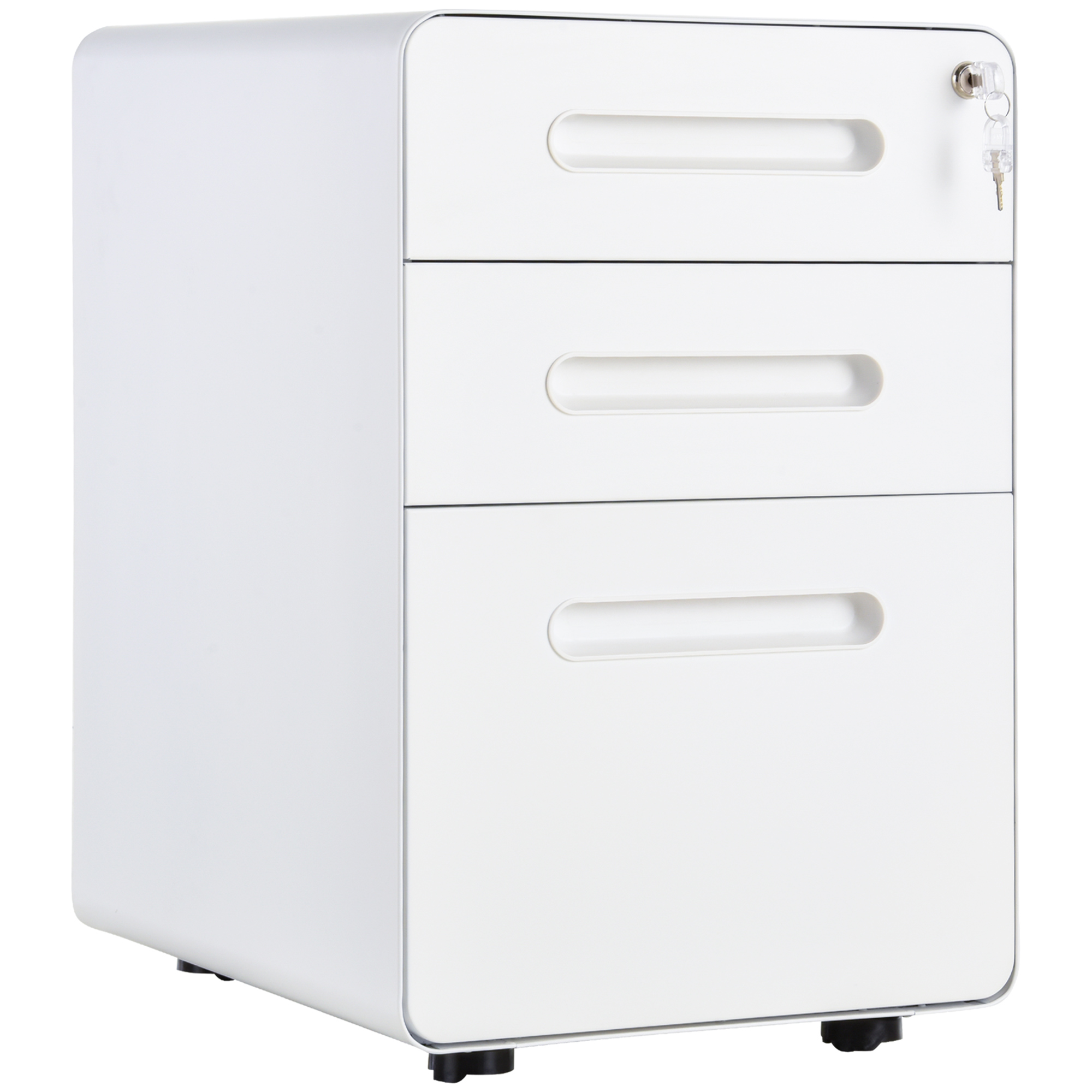 Lockable File Cabinet With 3 Drawers,Vertical Office Drawer For A4,Letter,Legal Size,Anti-tilt Design,Pre-Assembled Body,White