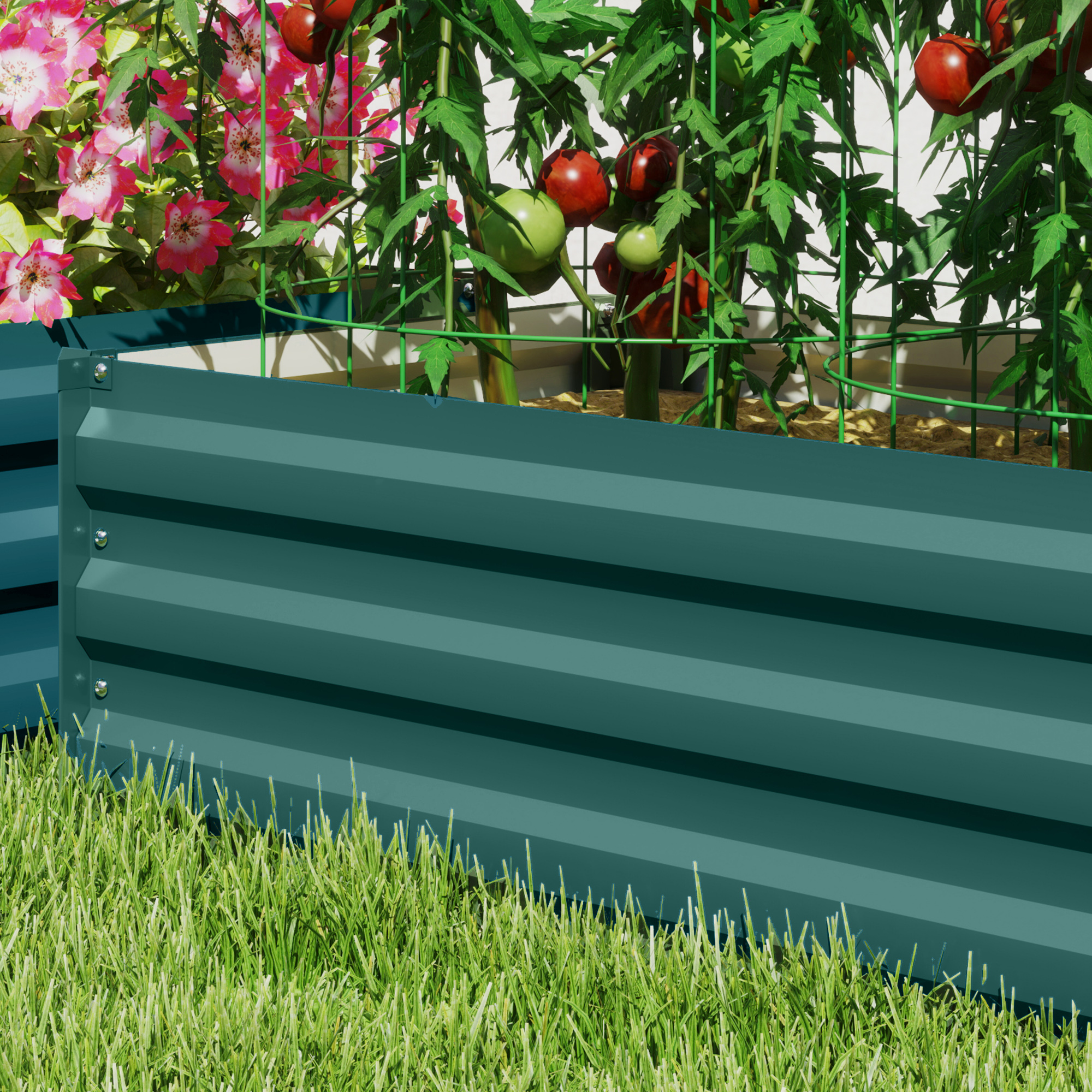 Set Of Two 100 X 60cm Steel Planter Boxes -Green — image 3