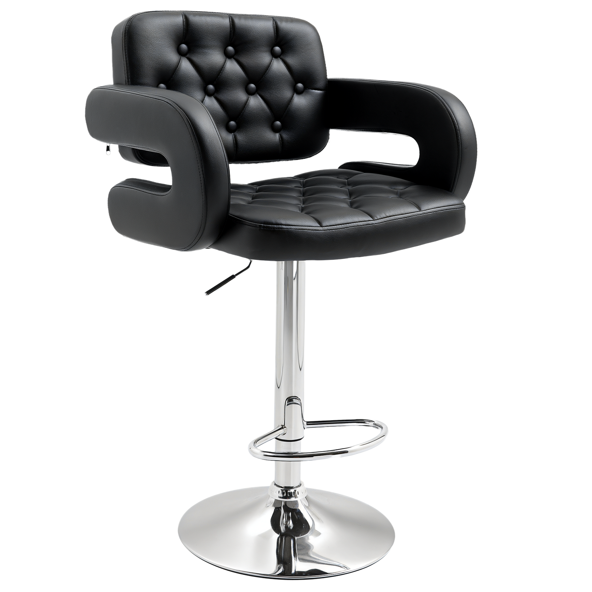 PU Leather Upholstered Swivel Bar Stool,Height Adjustable — image 3