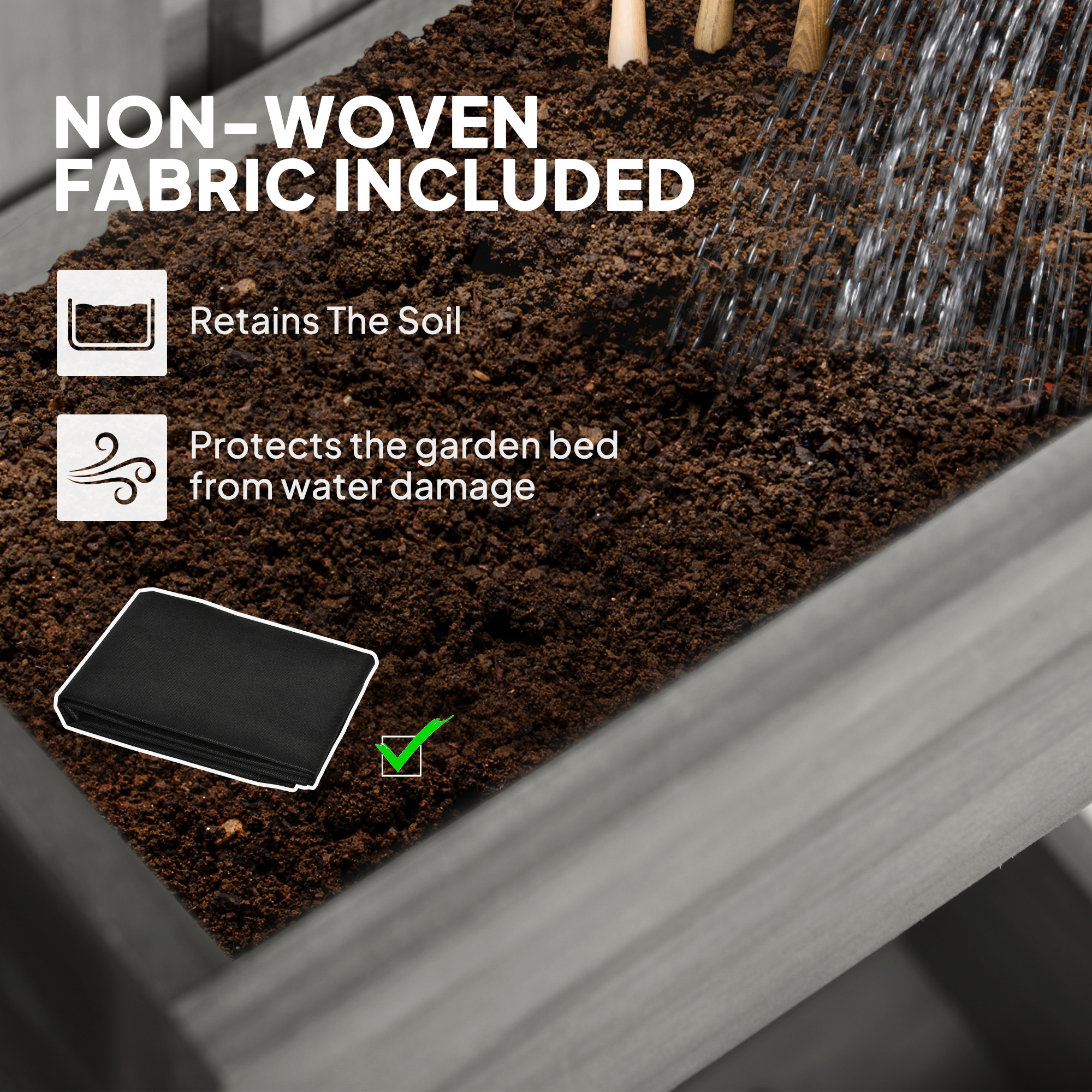 Wall-mounted Wooden Garden Planters With Trellis,Drainage Holes And 3 Planter — image 3