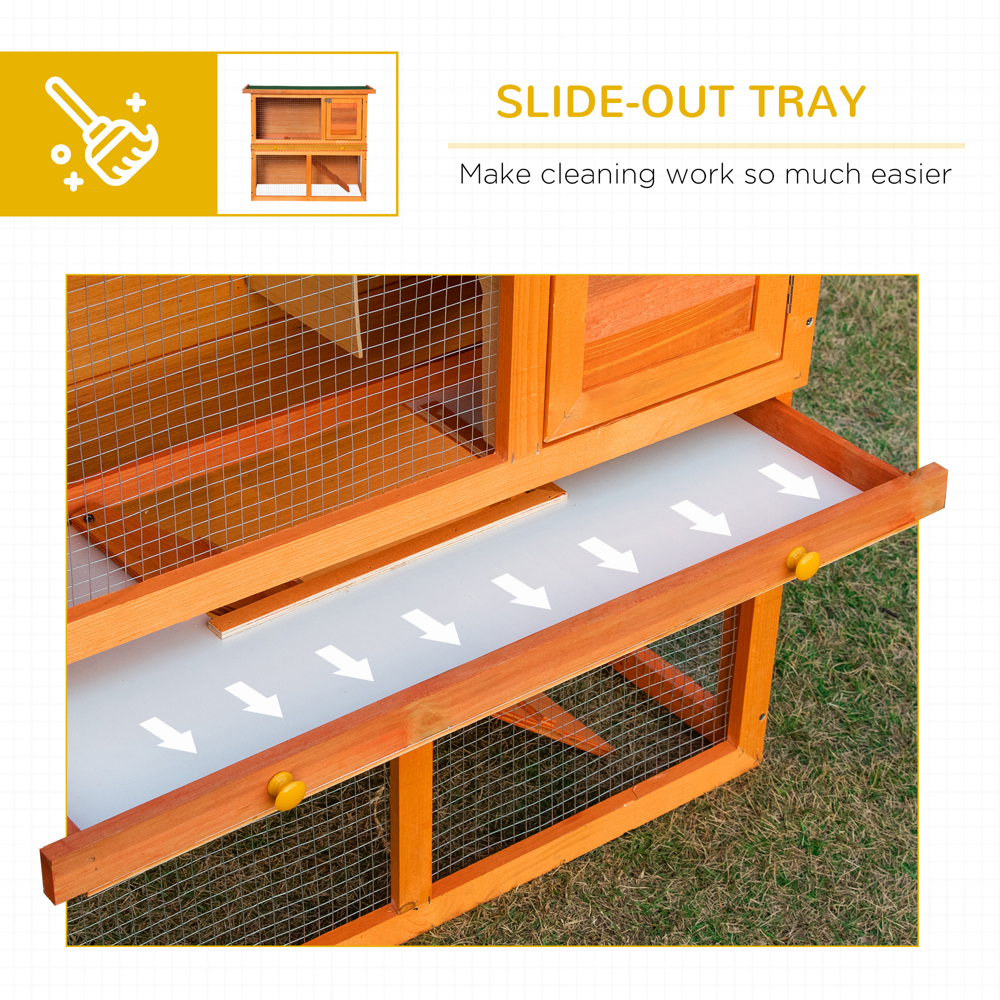 Two-Tier Rabbit Hutch,Wooden Outdoor Pet Cage,with Opening Top — image 2
