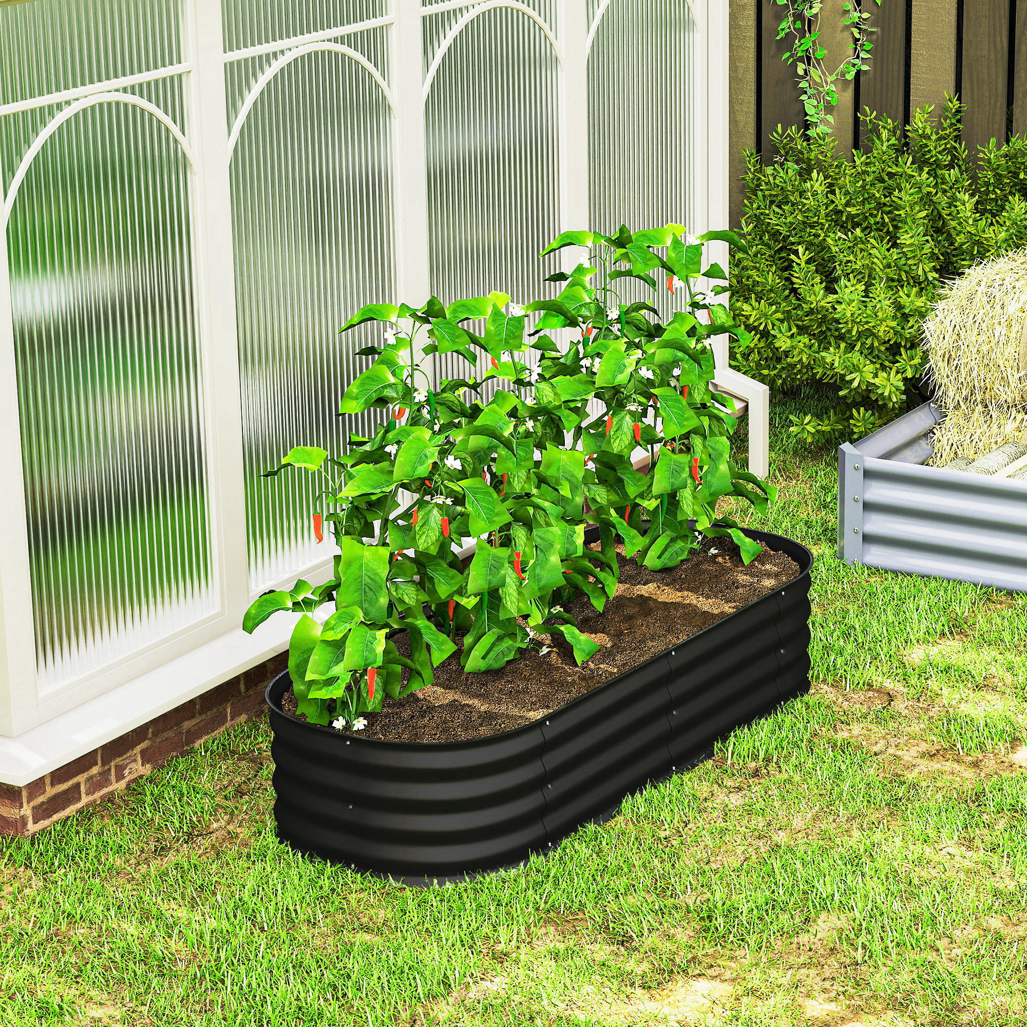 Galvanised Raised Garden Bed,Metal Planter Box With Safety Edging,for — image 2