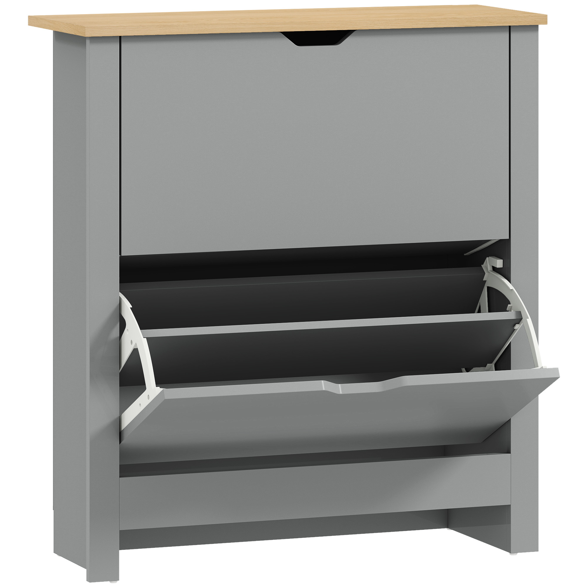 Slim Shoe Cabinet,Narrow Cupboard With 2 Flip Drawers,Adjustable Shelves For 12 — image 4
