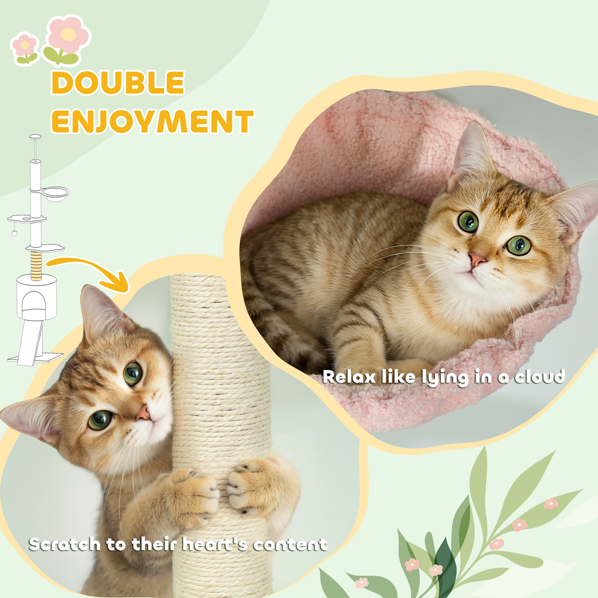220-240 Cm Floor To Ceiling Cat Tree Adjustable Height — image 4