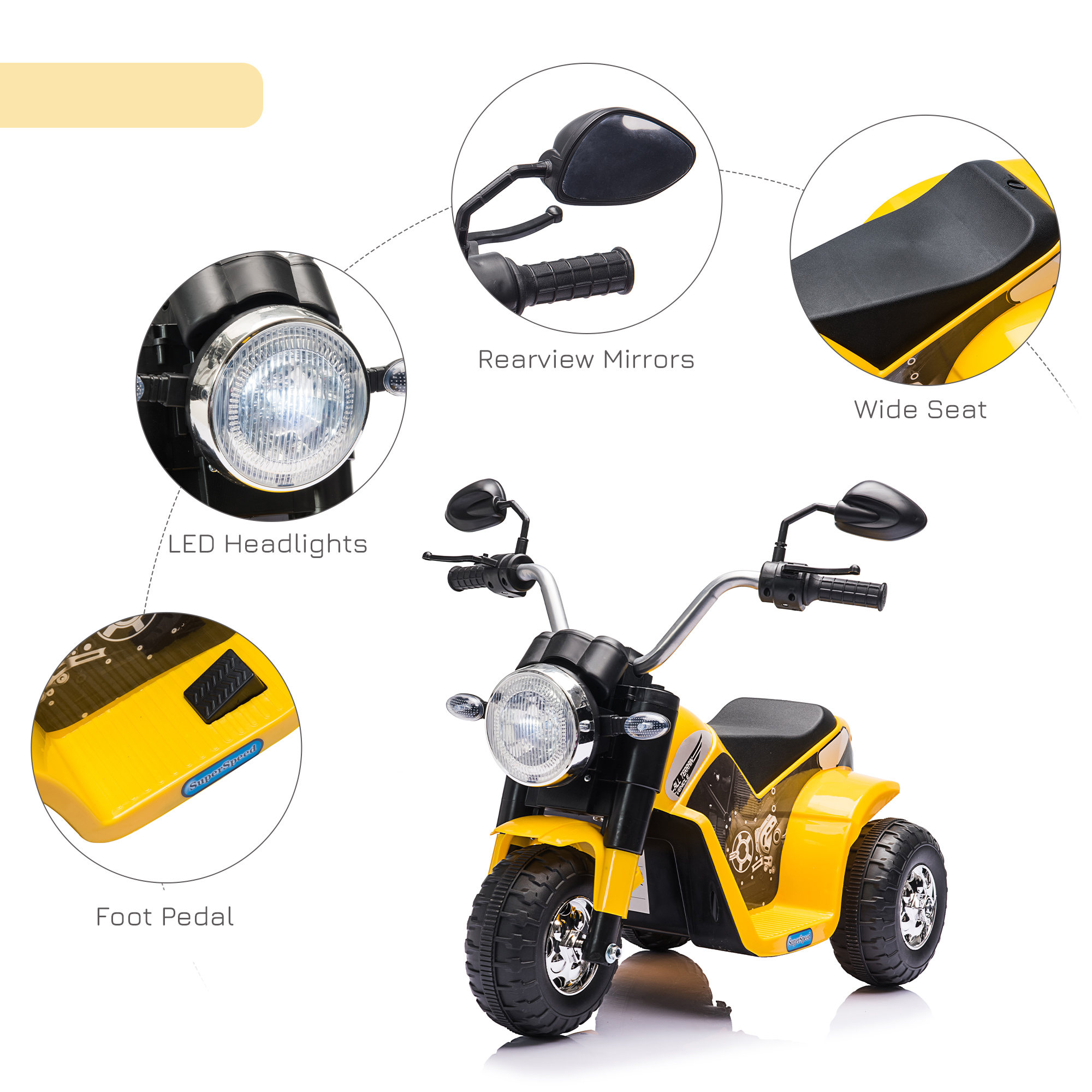 6V Kids Electric Motorbike 3 Wheels Ride On Toy With Horn Headlights Realistic — image 2