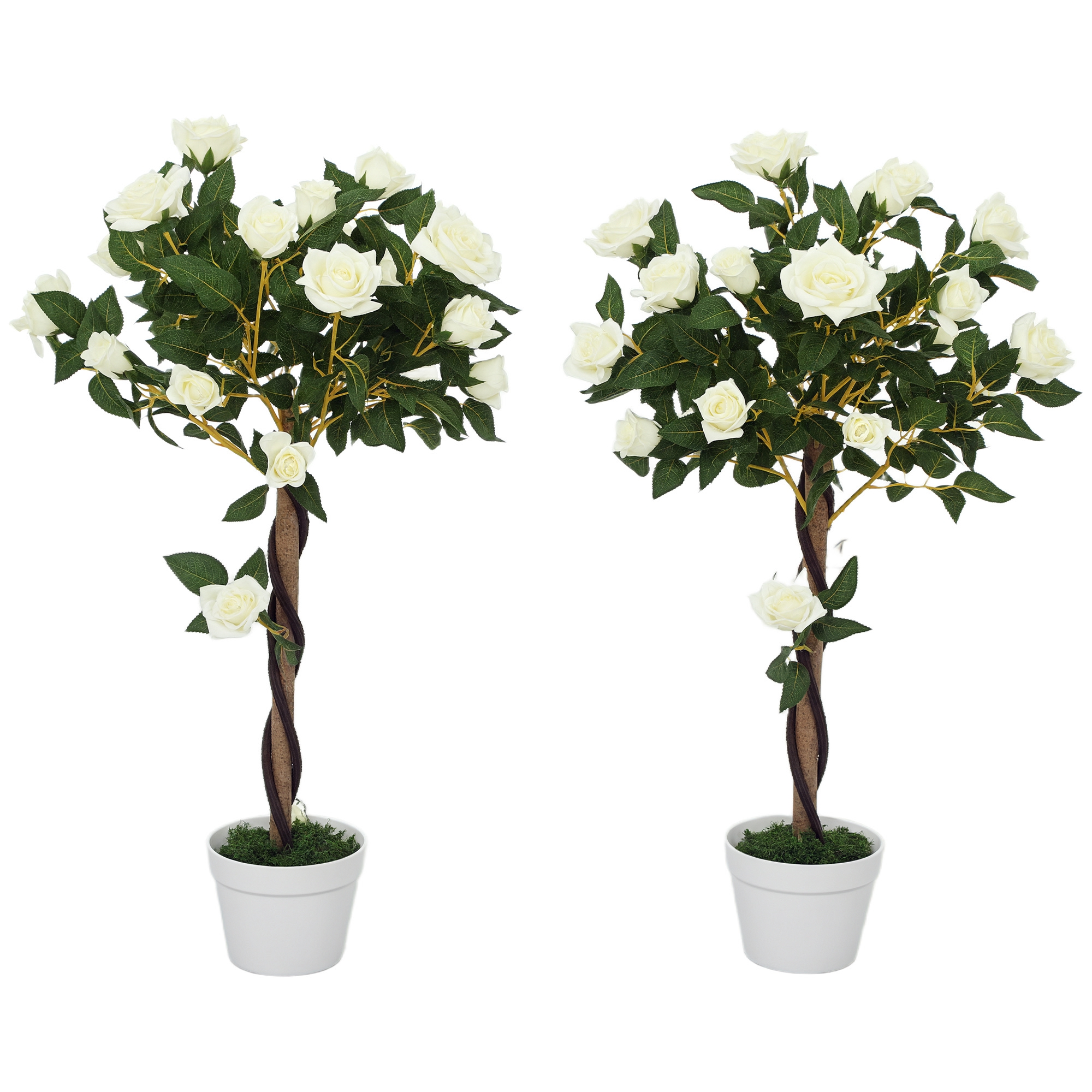 Set Of Two Faux Rose Trees-White — image 5