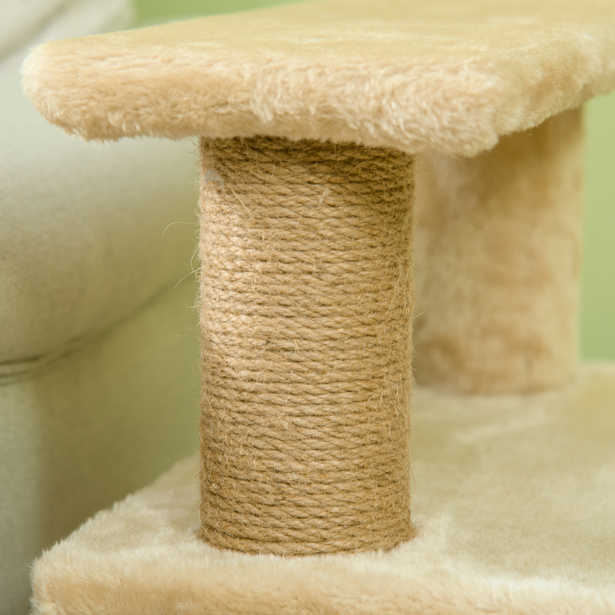 Adjustable Cat Steps,with House & Hanging Toy Ball-Beige — image 4