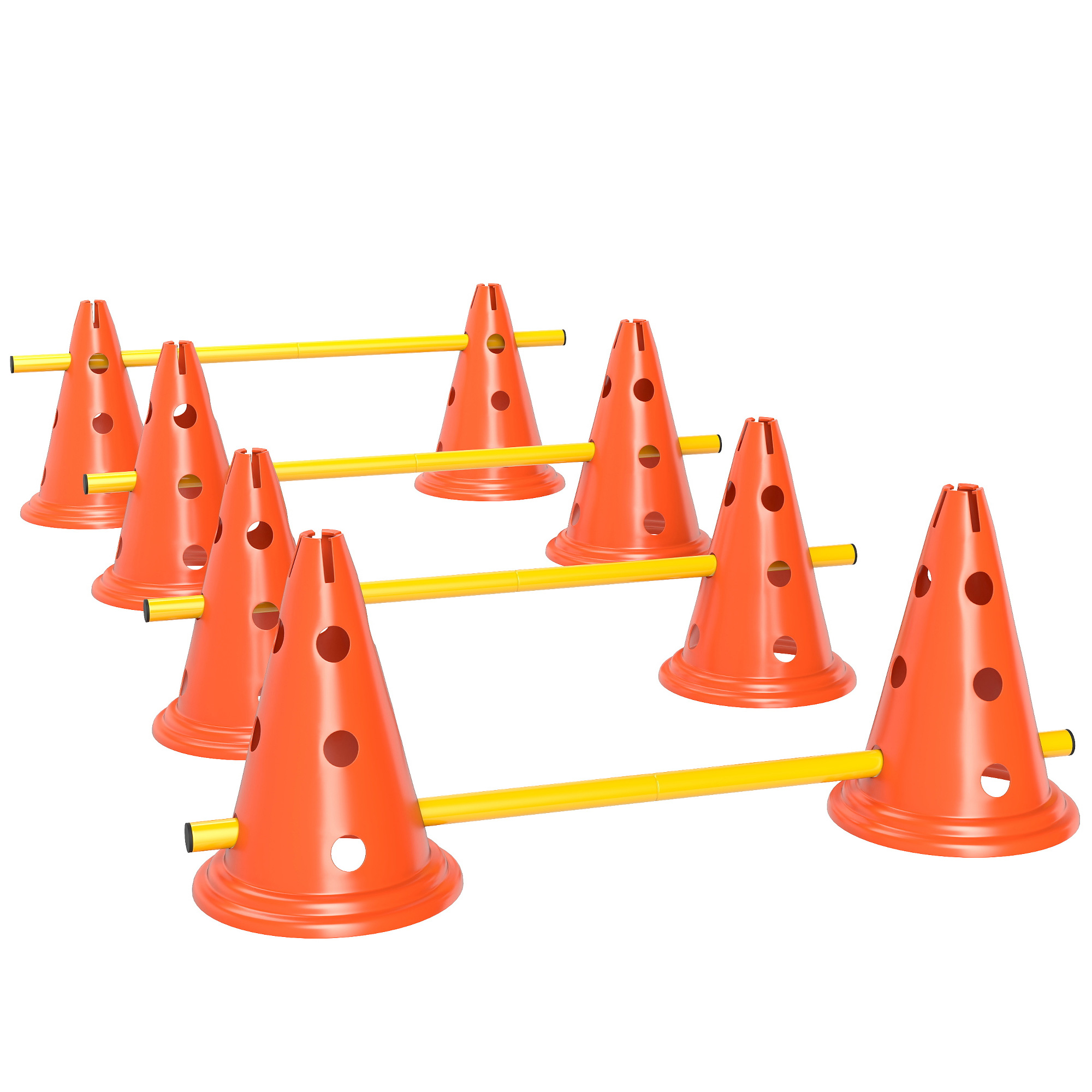 Dog Agility Equipment Set Of Eight Cones,Eight Poles W/ Carry Bag,Four-Piece Adjustable Height Jumping Obstacles detail photo 1
