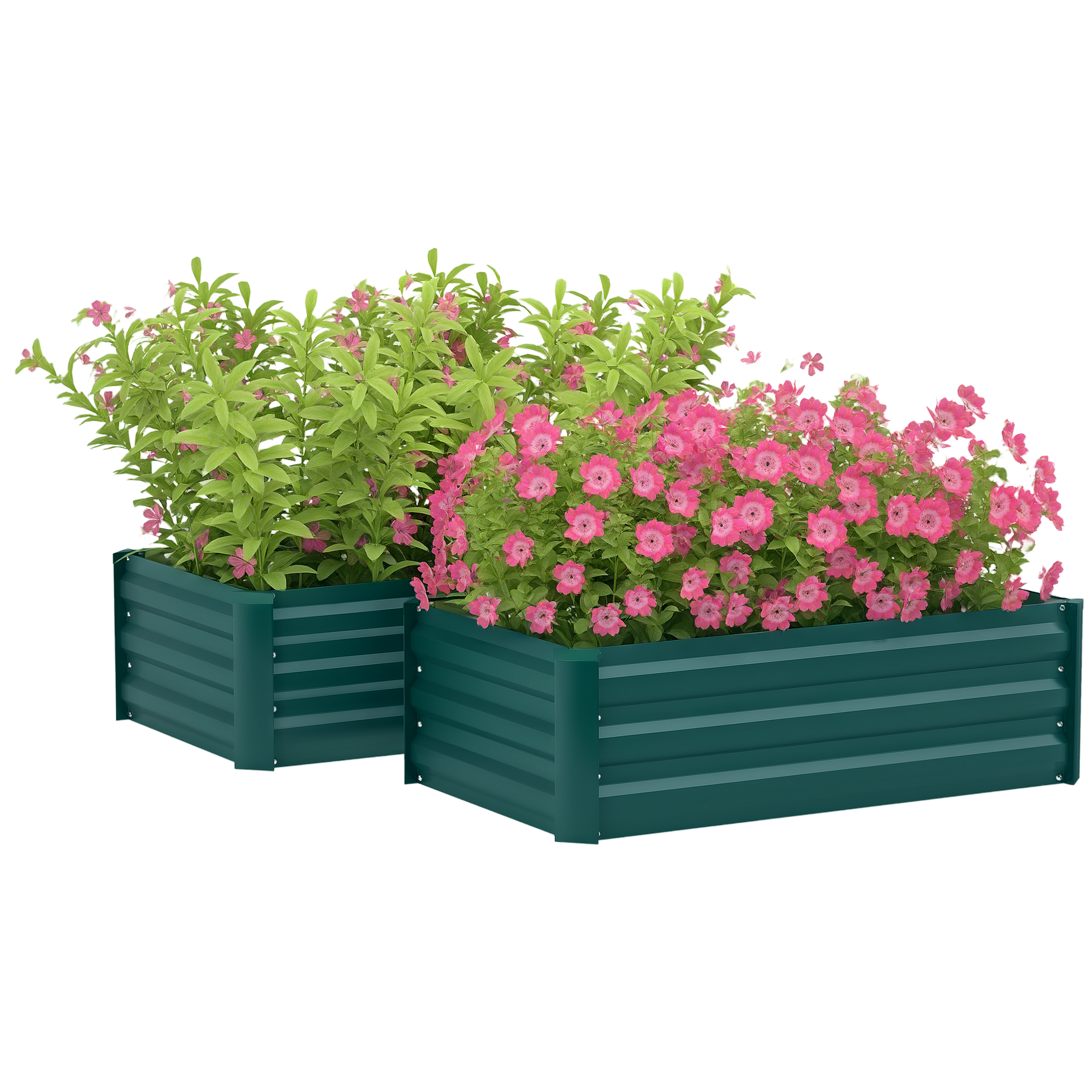 Set Of Two 100 X 60cm Steel Planter Boxes -Green — image 5