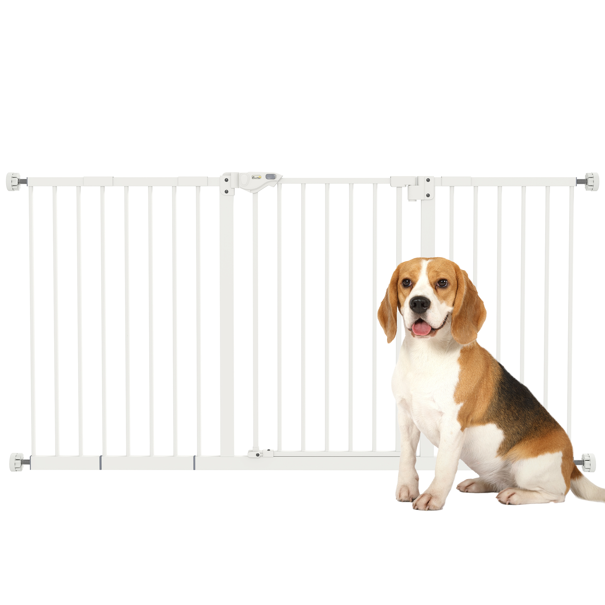 Adjustable Safety Gate W/ Three Extensions,Four Screws,White