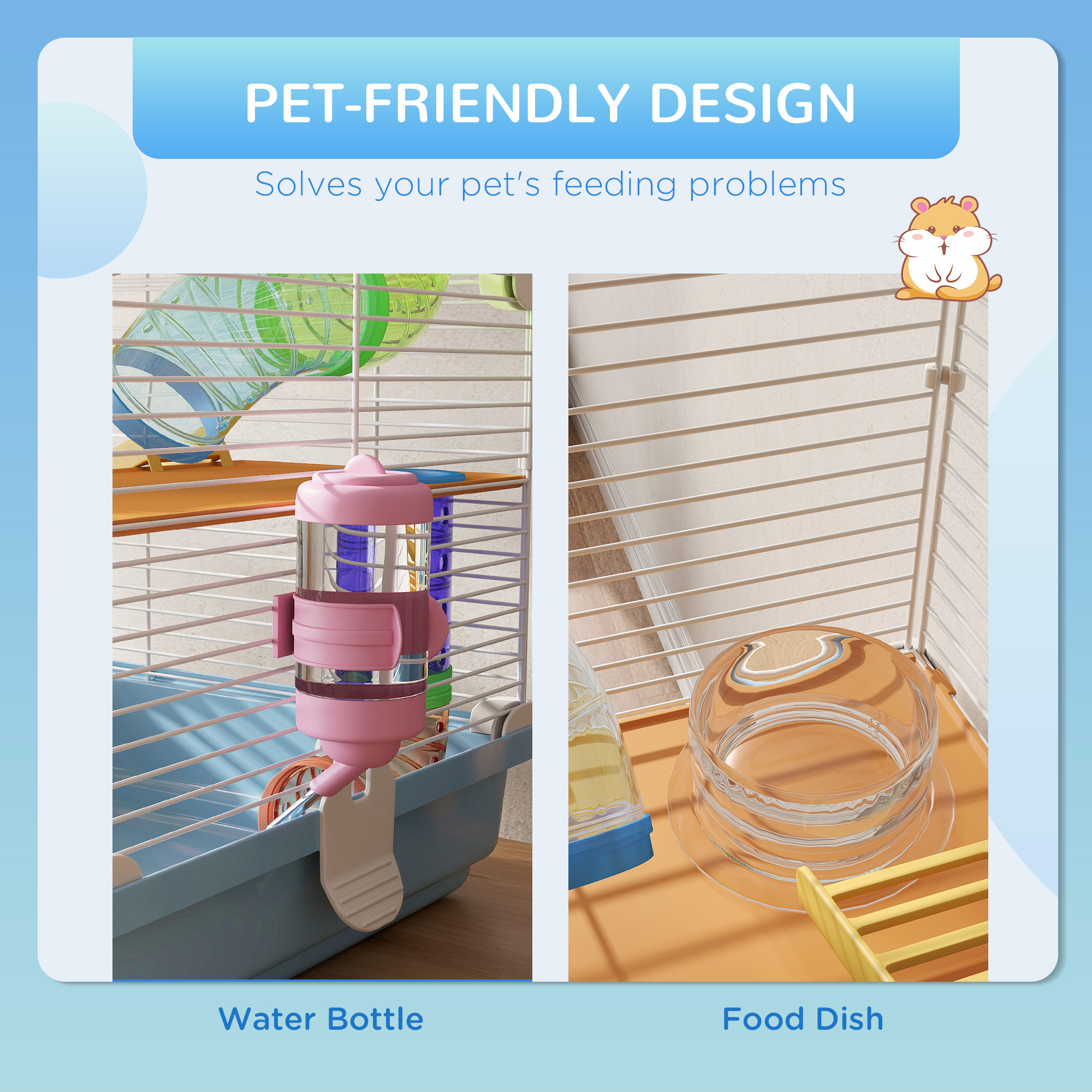 5 Tier Hamster Cage Carrier Habitat W/ Exercise Wheels,Tunnel,Light Blue — image 3