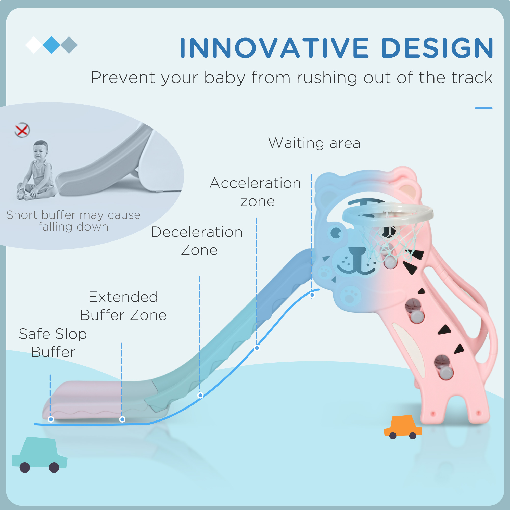 3 In 1 Baby Slide For Indoor Use With Climber,Basketball Hoop,Basketball,for — image 2