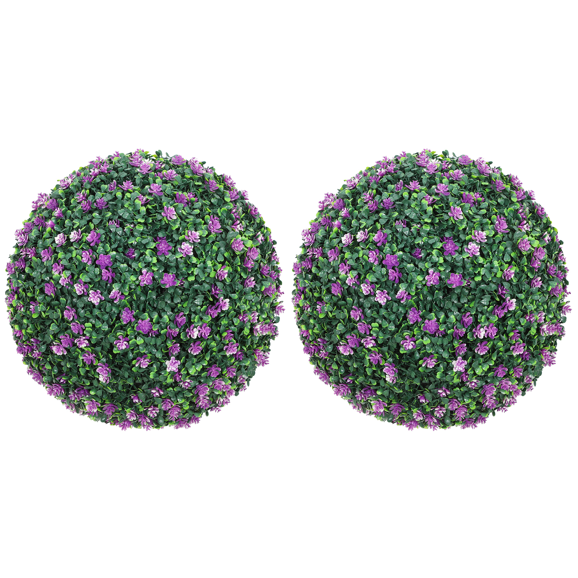 Set of two artificial boxwood balls plants-purple