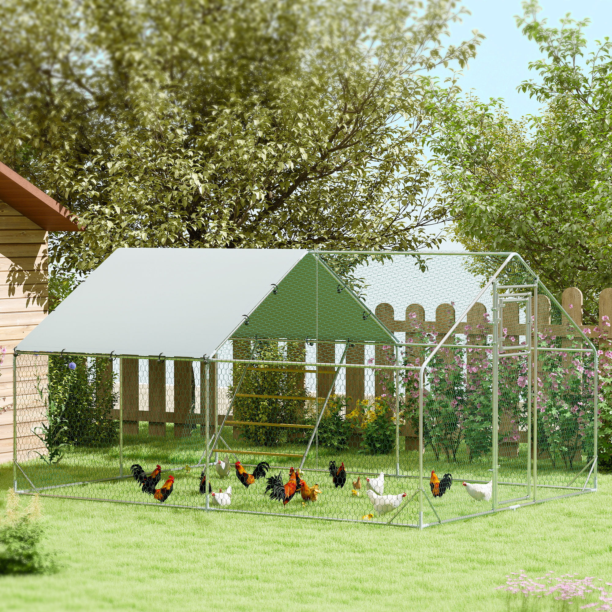 Walk-in Chicken Run Cover,Feeding Door,Hanging