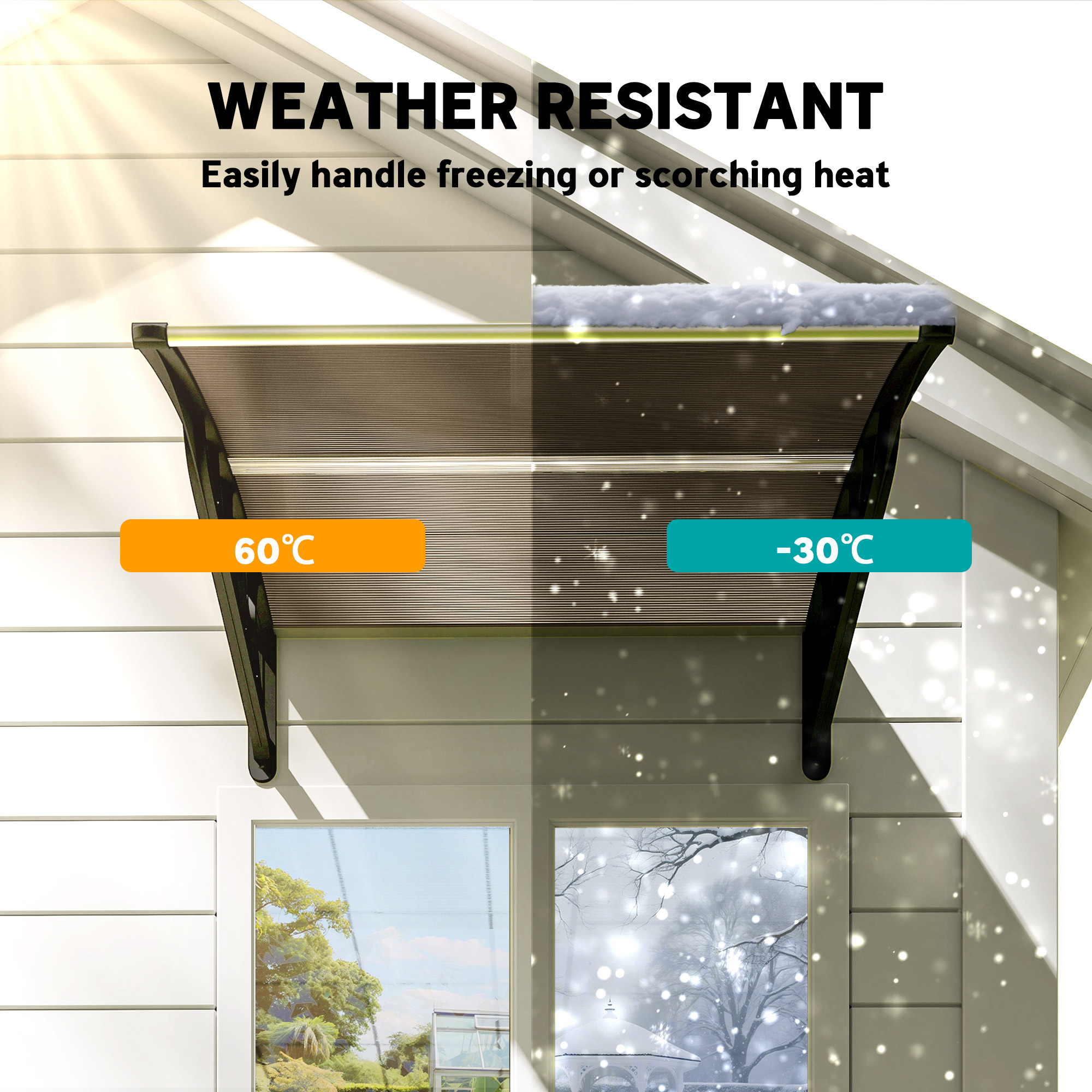 Front Door Canopy,Outdoor Awning,Rain Shelter For Window,Porch And Front/Back — image 5