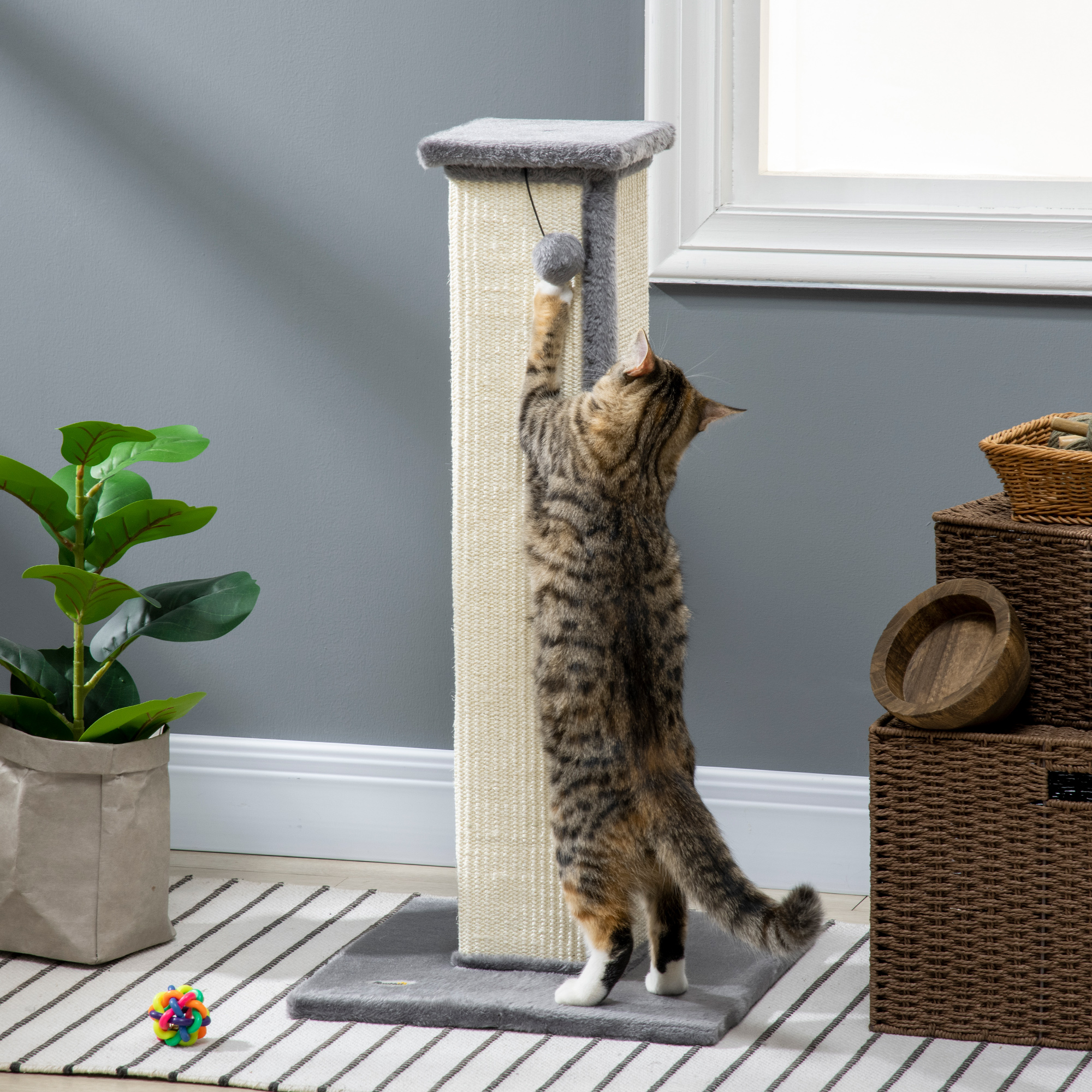 81cm Cat Scratcher,Vertical Full Scratcher W/ Natural Sisal Rope,Hanging — image 2