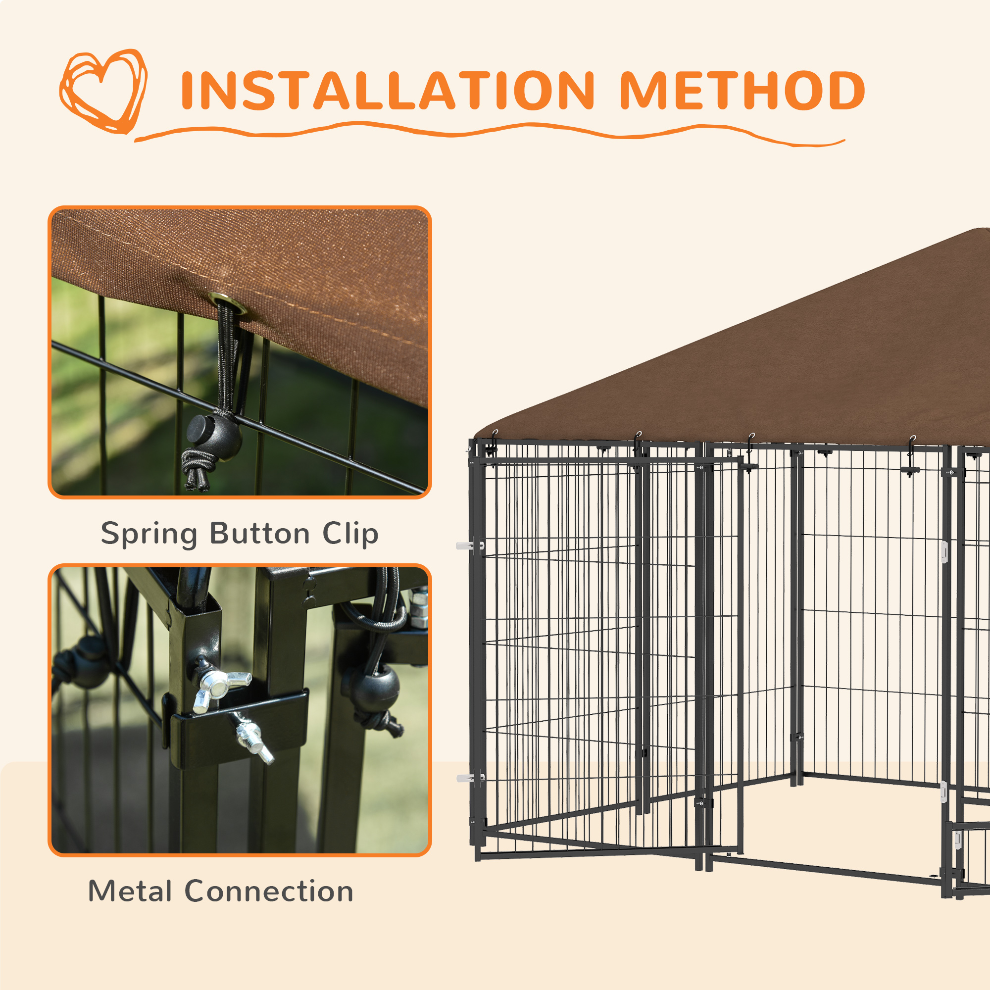 Outdoor Dog Kennel Puppy Play Pen With Canopy Garden Playpen Fence Crate — image 2