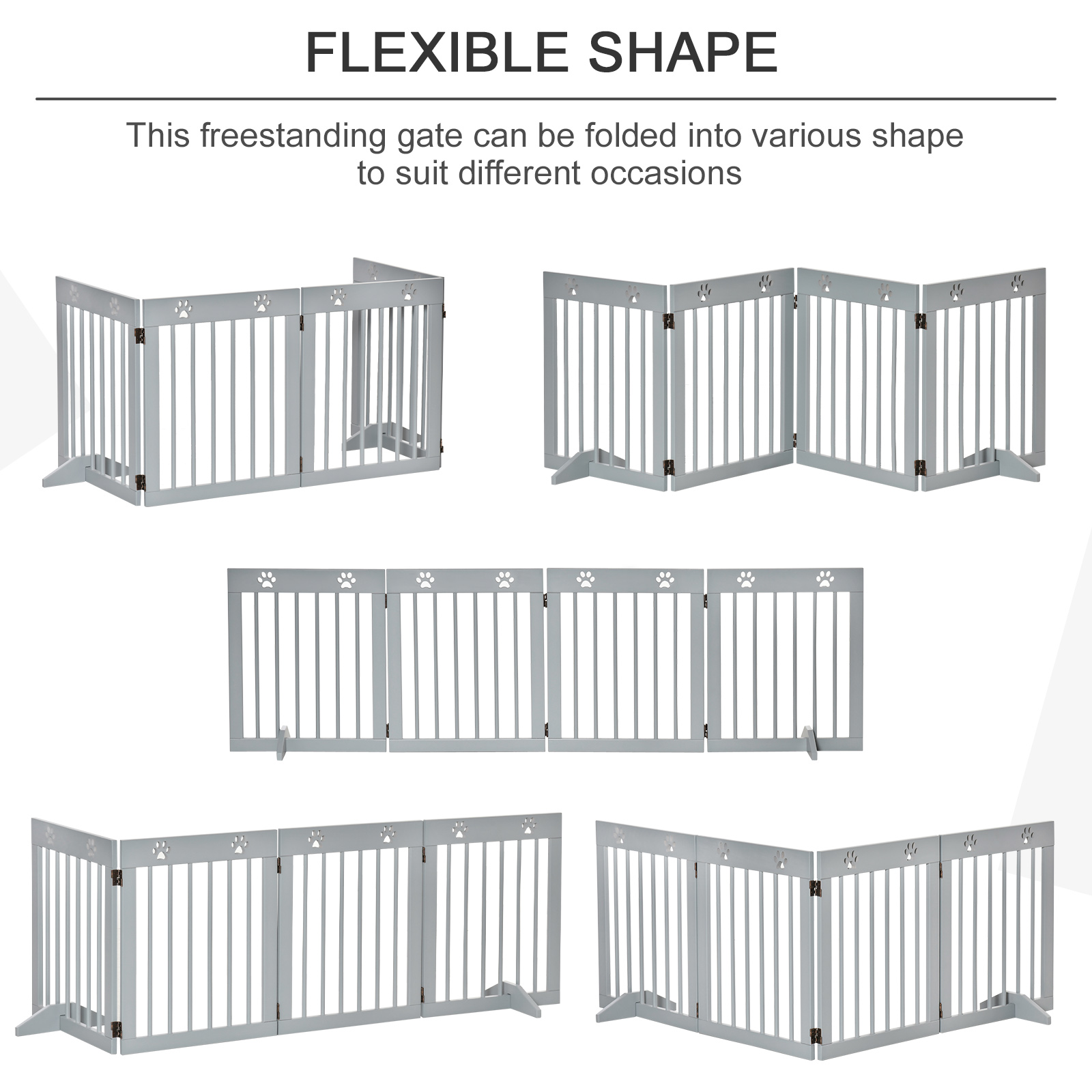 Freestanding Pet Gate 4 Panel Folding Wooden Dog Barrier W/ Support Feet — image 5