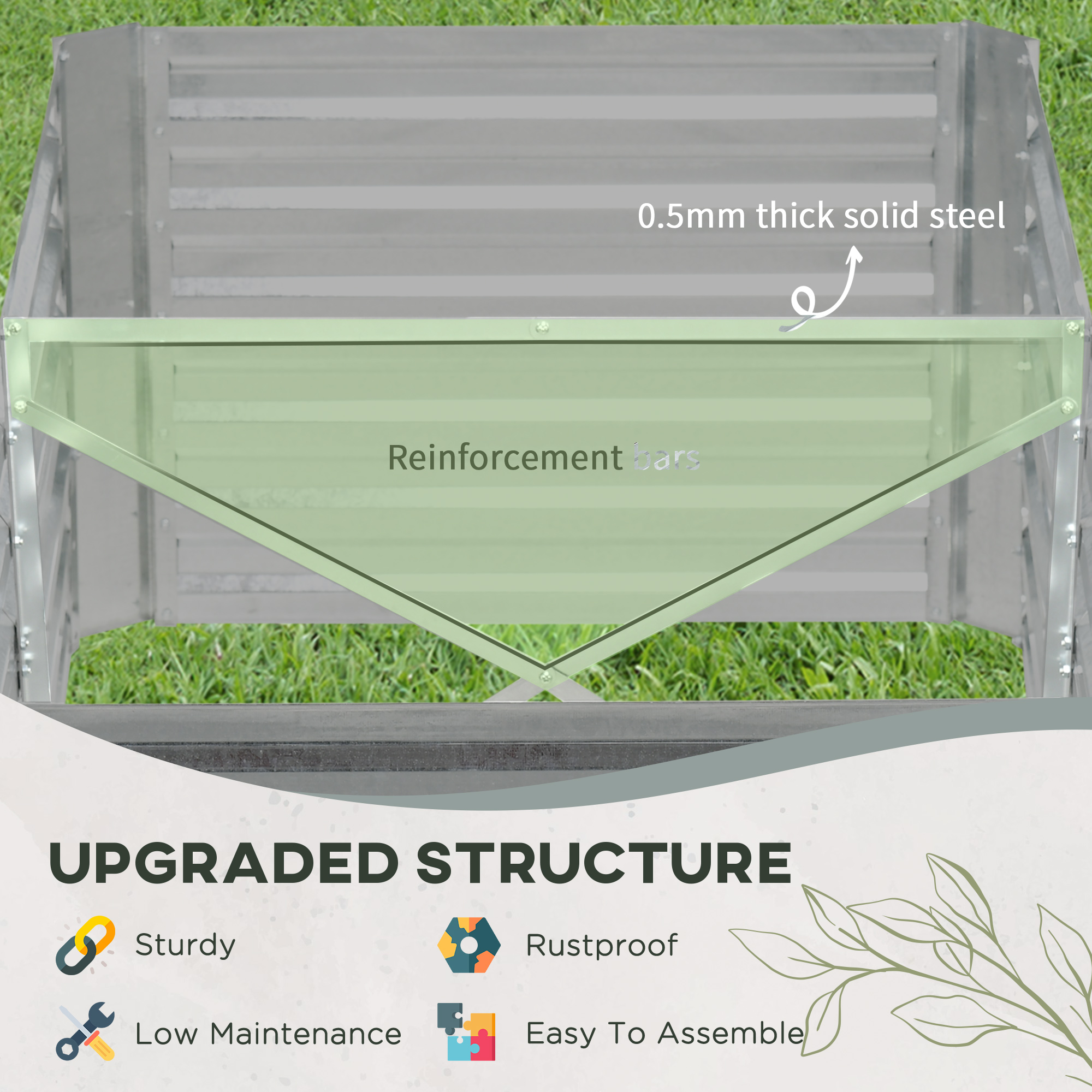 Raised Beds For Garden,Galvanised Steel Outdoor Planters With Multi-reinforced — image 5