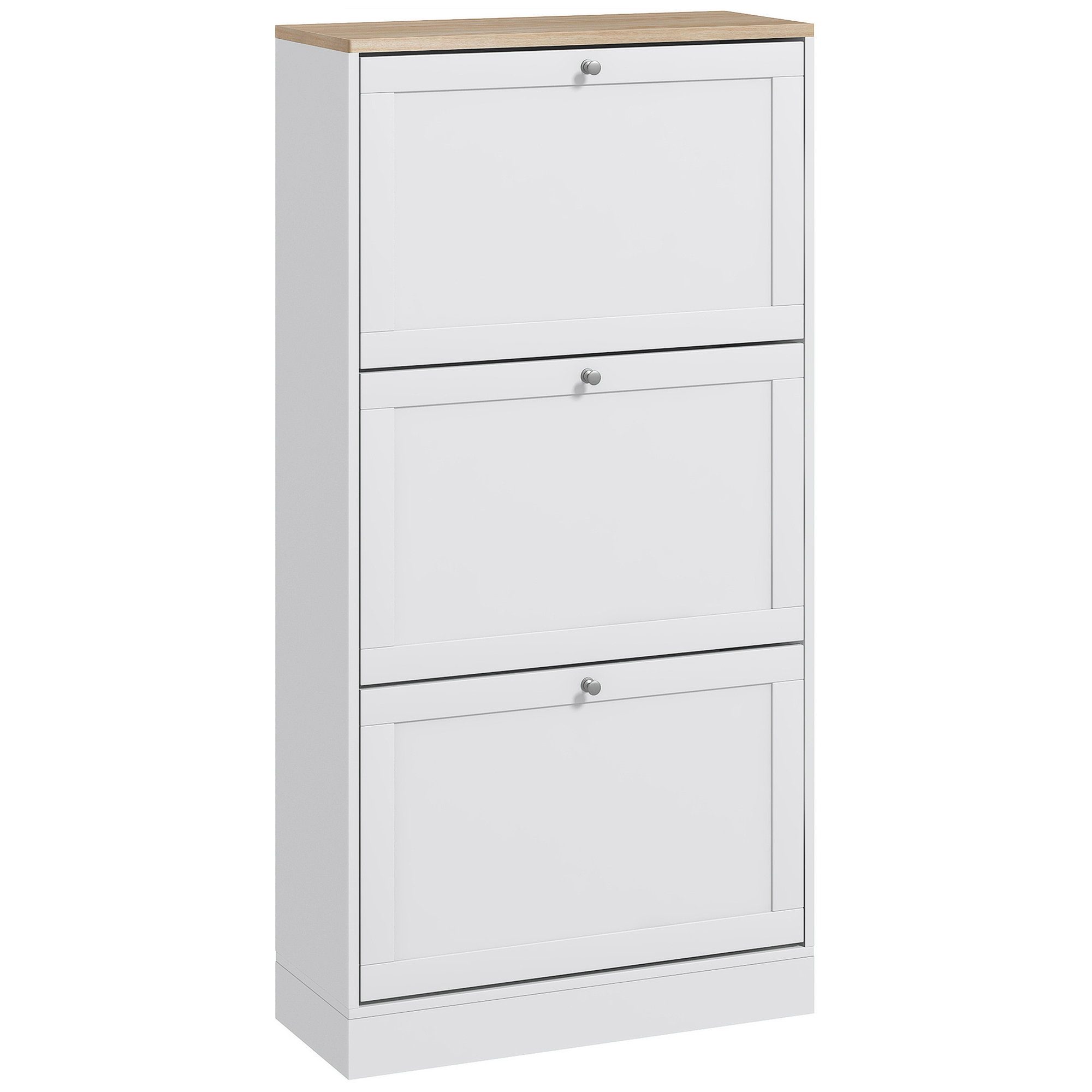 Modern Compact Three-Drawer Shoe Storage Cabinet-White — image 3
