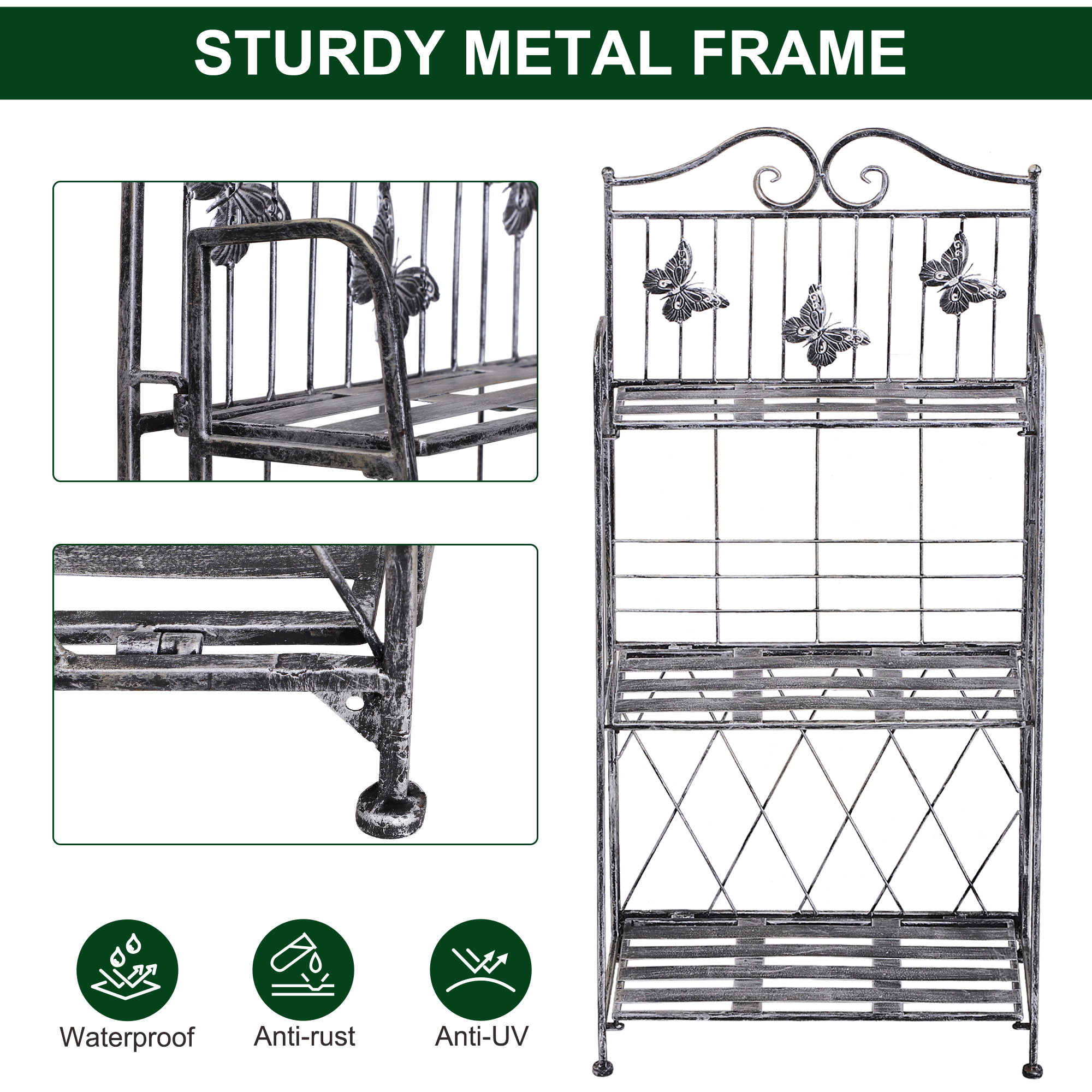 Outsunny 3 tier plant stand indoor outdoor,metal plant