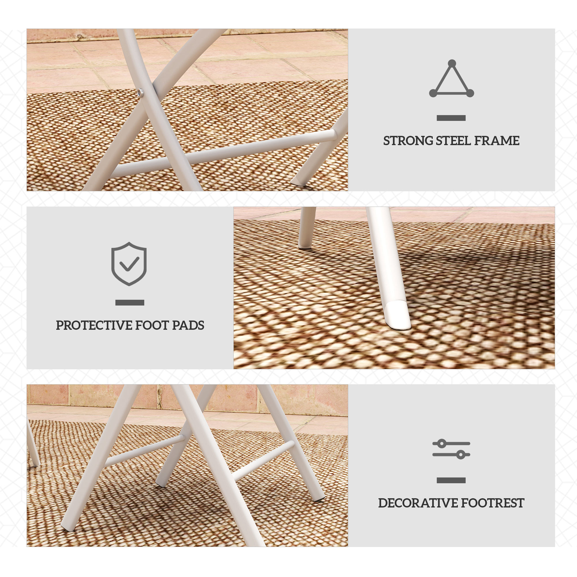 3 Pieces Outdoor Bistro Set,Glass Top Table And 2 Folding Chairs — image 4