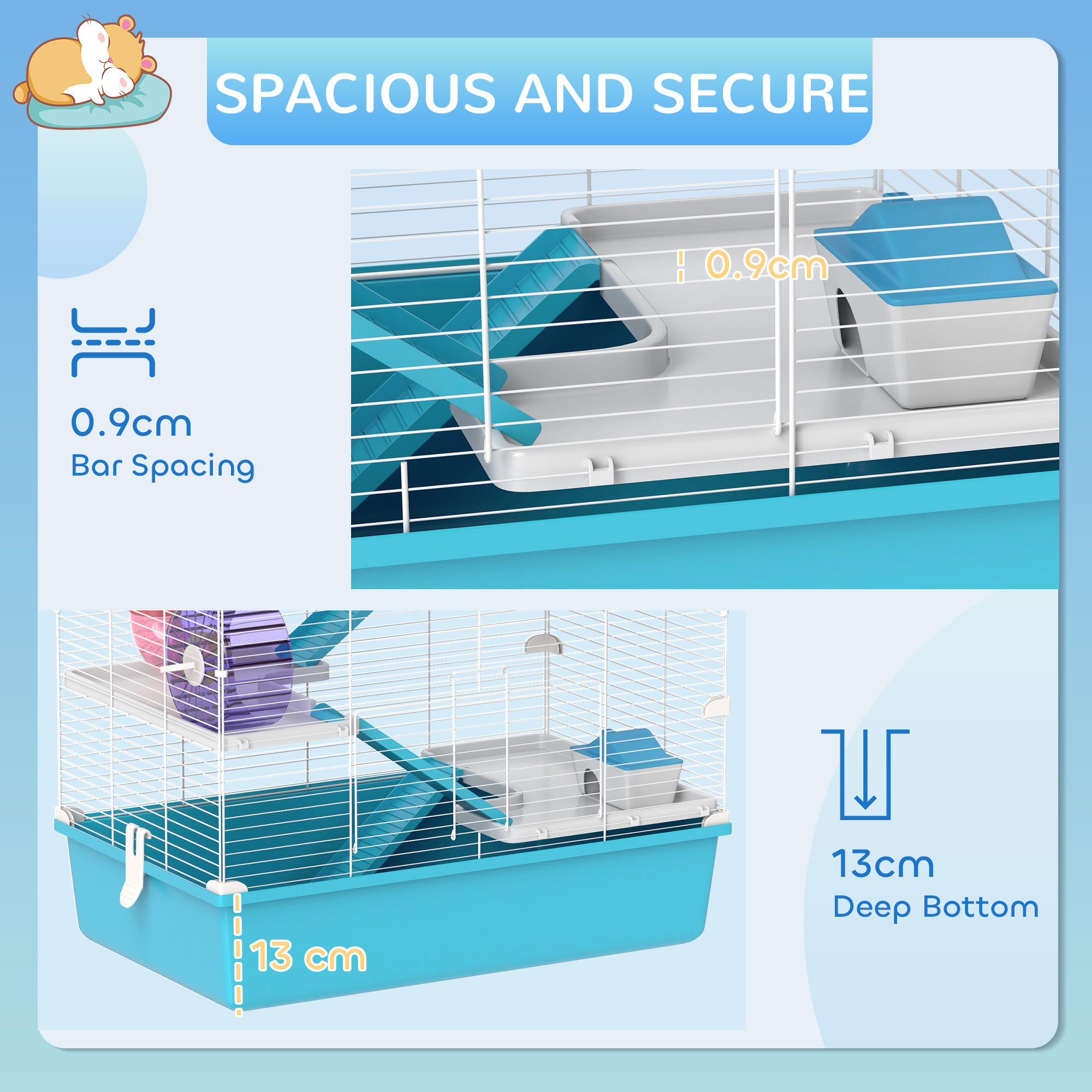 6 Tier Hamster Cage,Small Animal Cage With Tubes,Exercise Wheel,Ramps,Hut,Food — image 4