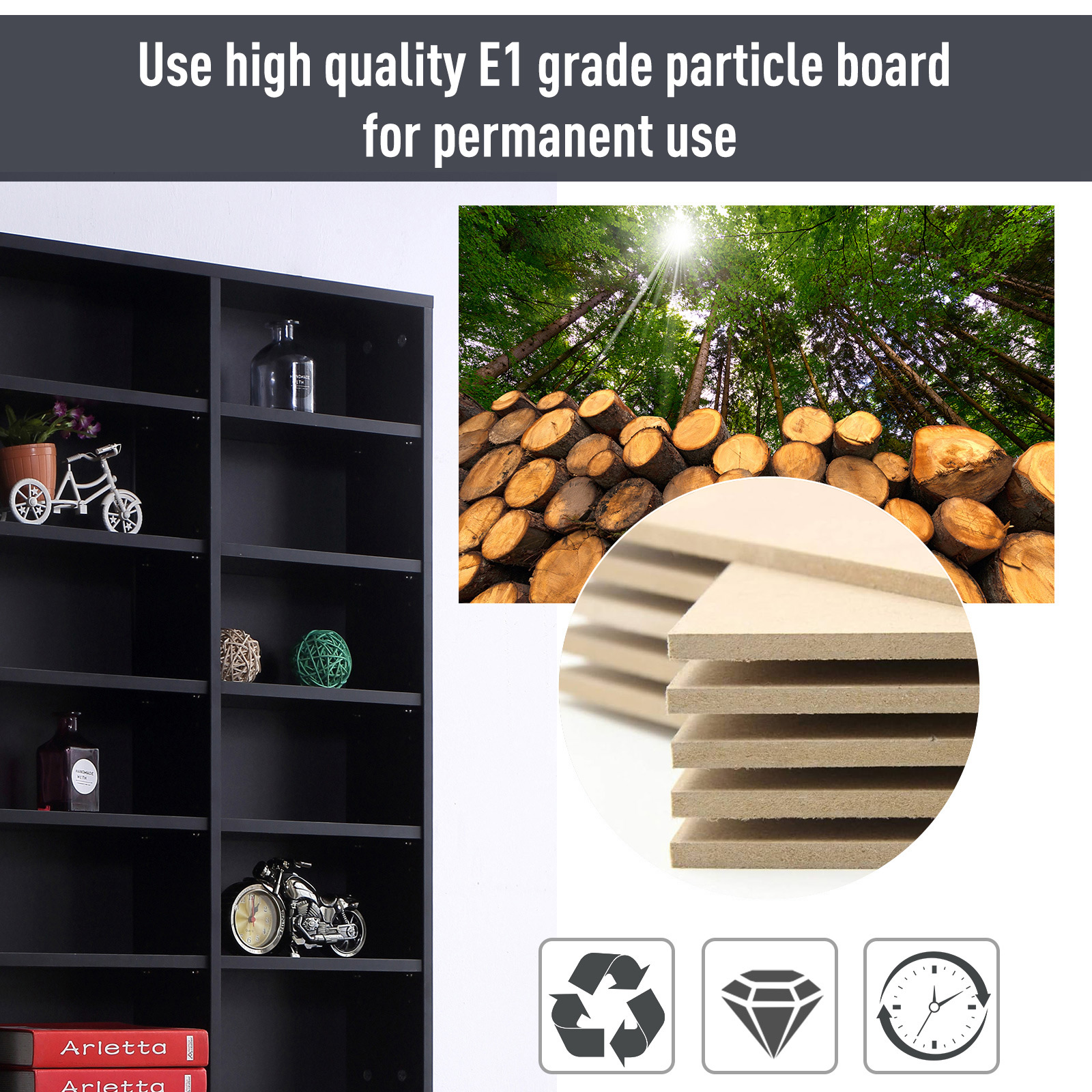 1116 CD/ 528 DVD Storage Unit,Media Shelf,Wooden Display Unit With Adjustable — image 5