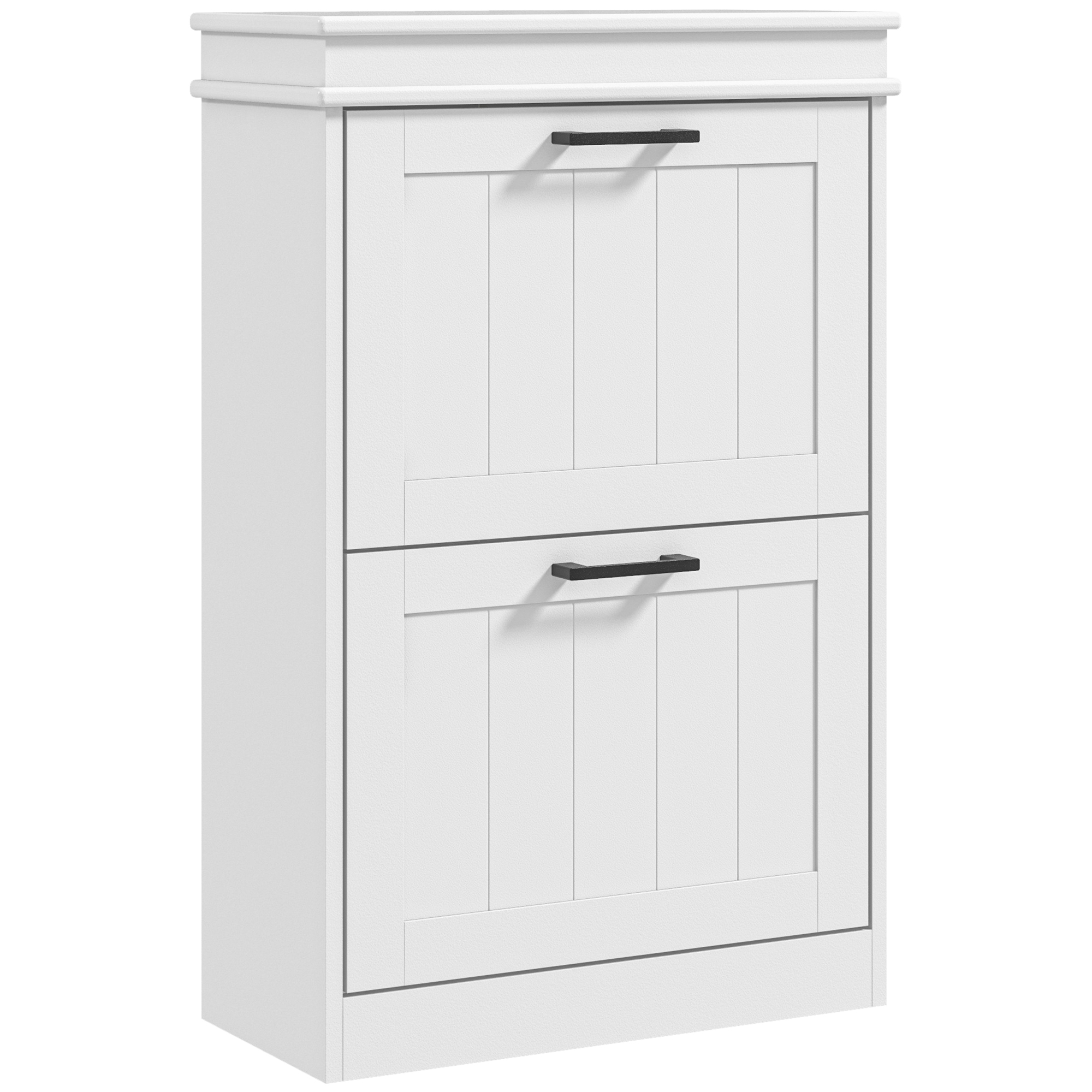 Two-Drawer Minimalistic 10-Shoe Cabinet-White — image 3