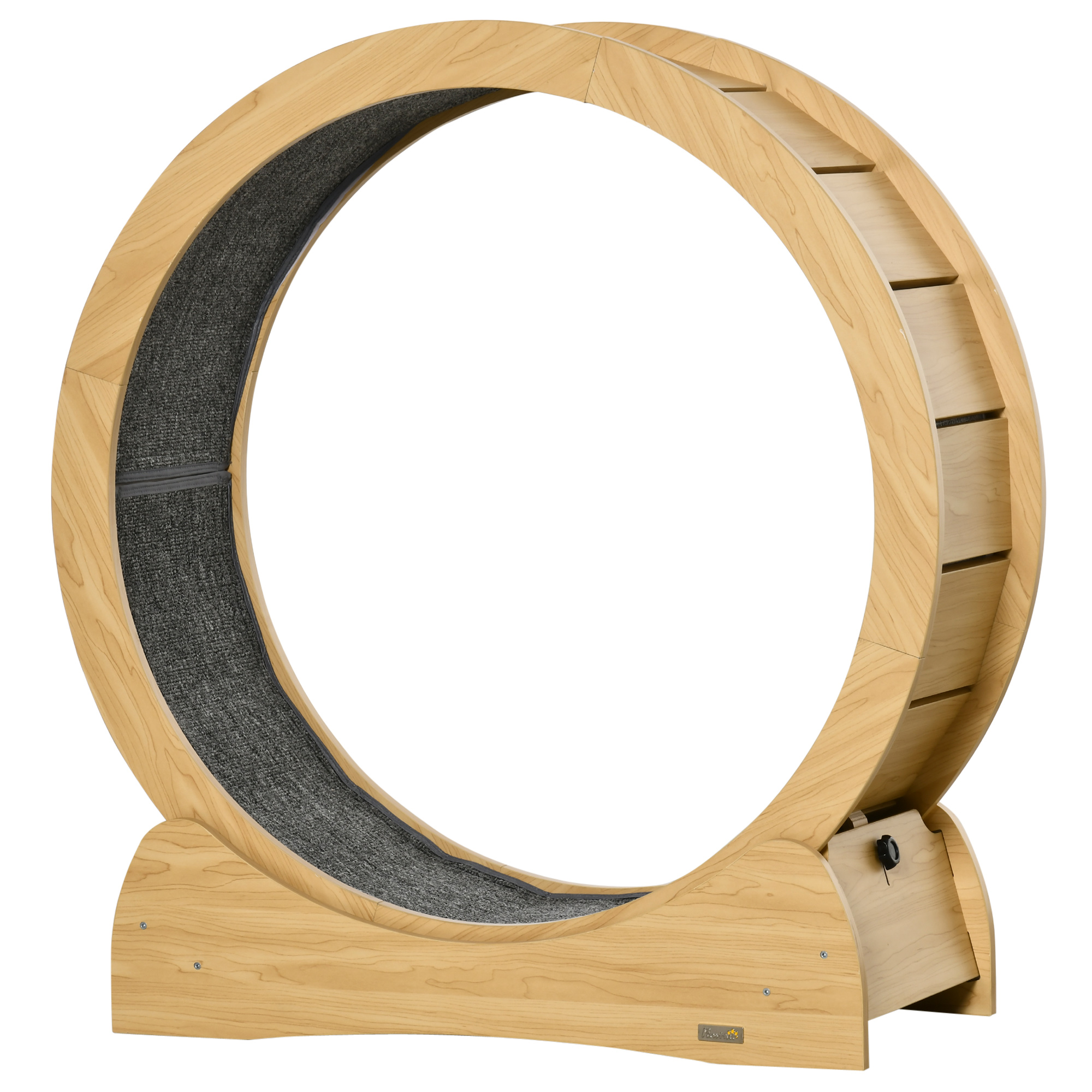 30" Wooden Cat Running Wheel With Brake,Natural Wood Finish — image 2