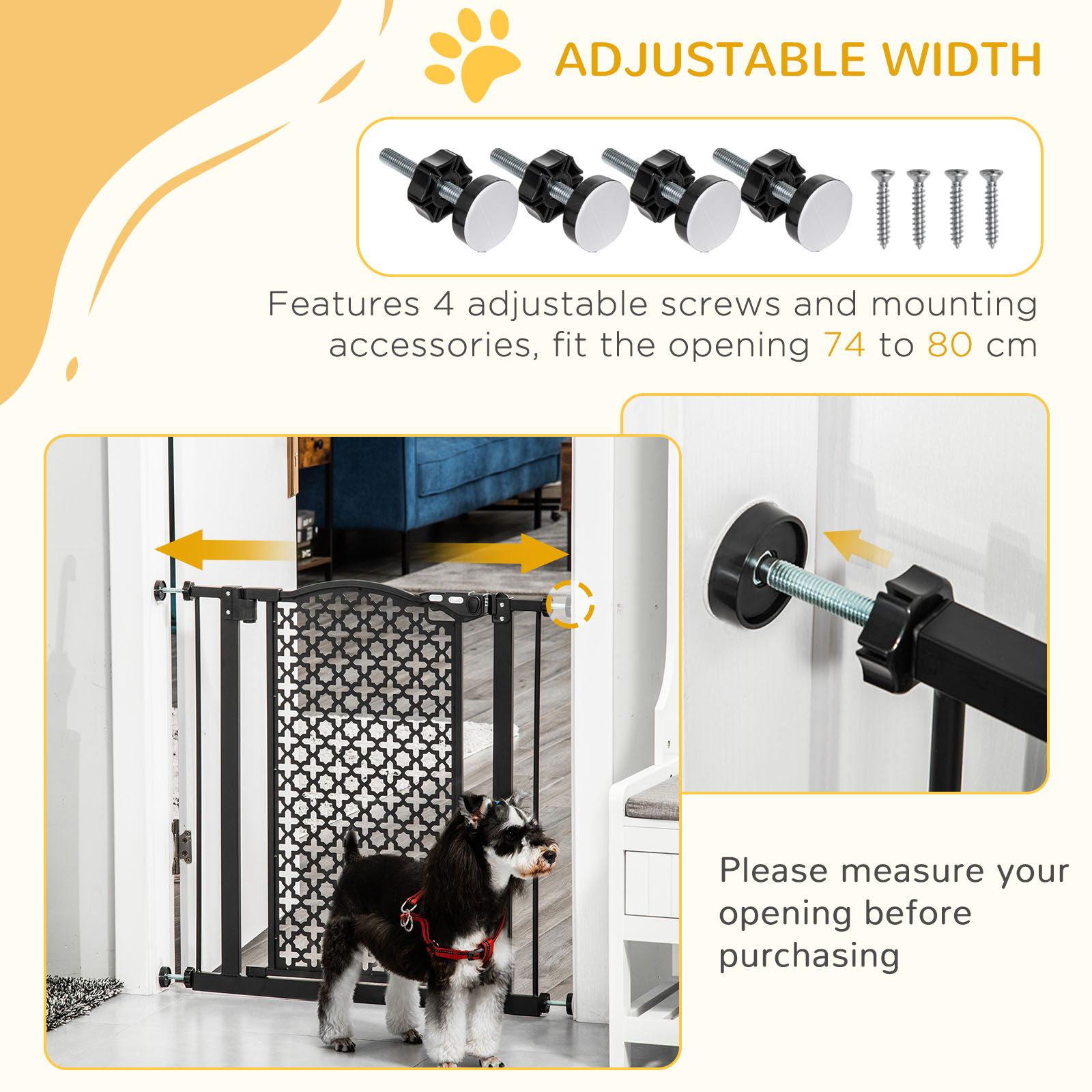 74-80 Cm Pressure Fit Safety Gate For Doorways And Staircases,Dog Gate,Pet — image 4