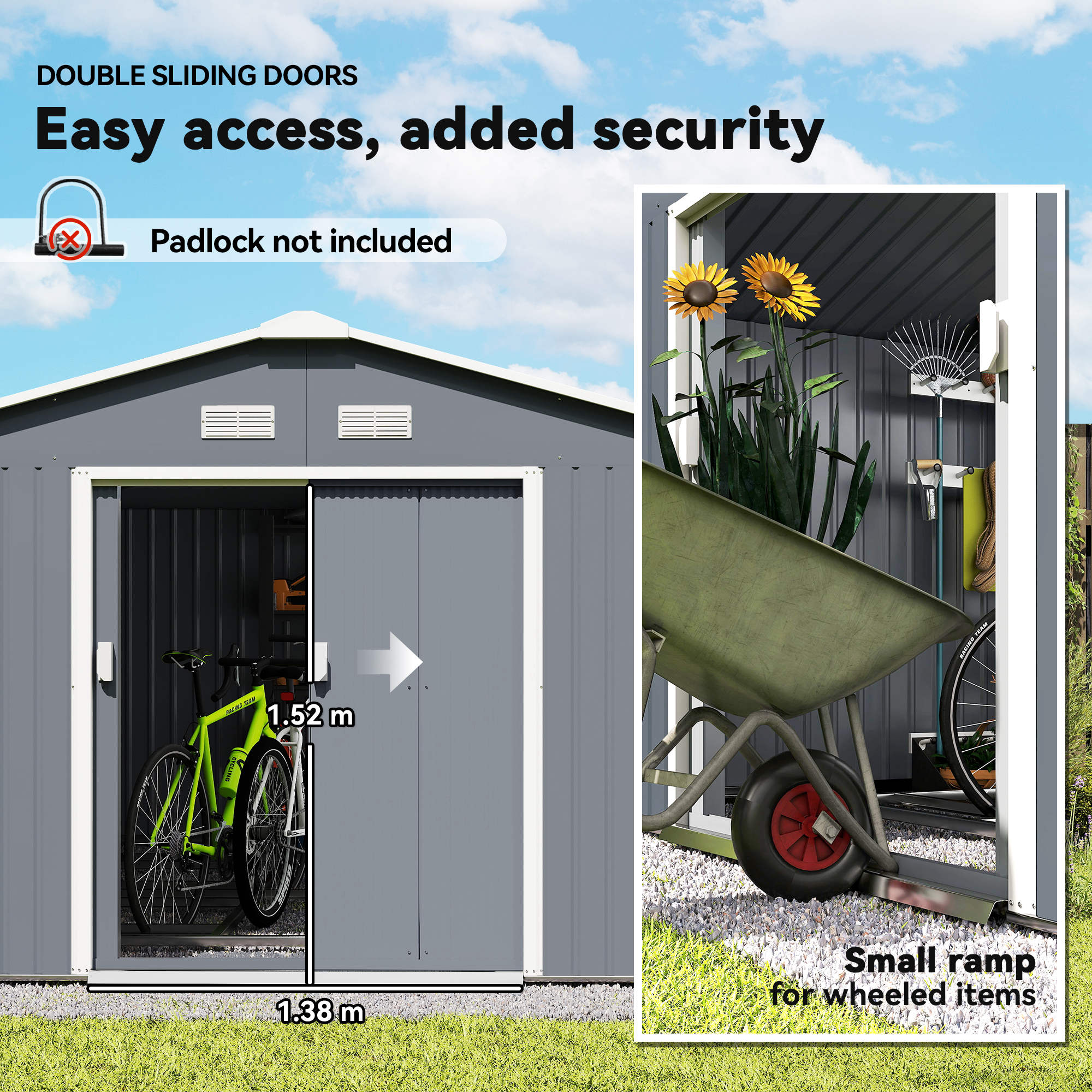 13 X 11ft Metal Garden Shed,Outdoor Storage Tool House