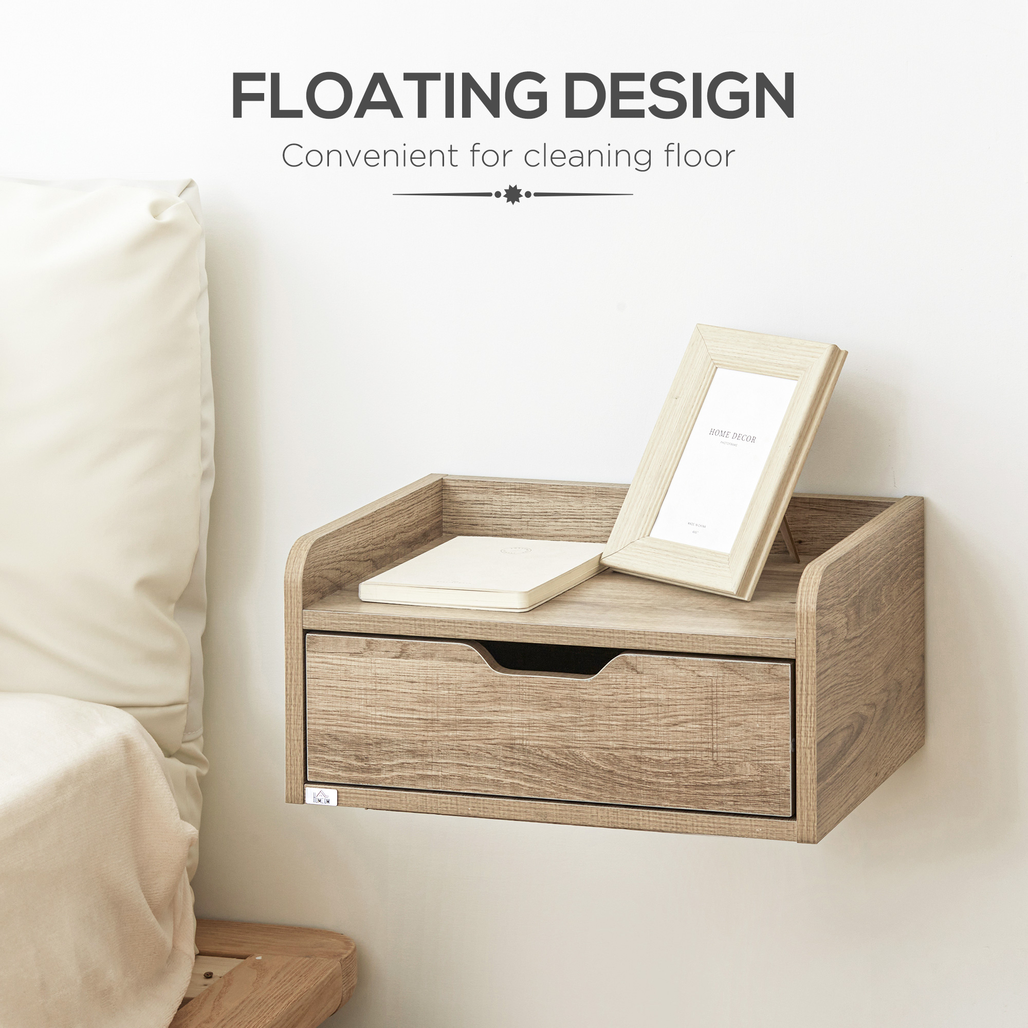 Floating Nightstands Set Of 2,Wall Mounted Bedside Table With Drawer
