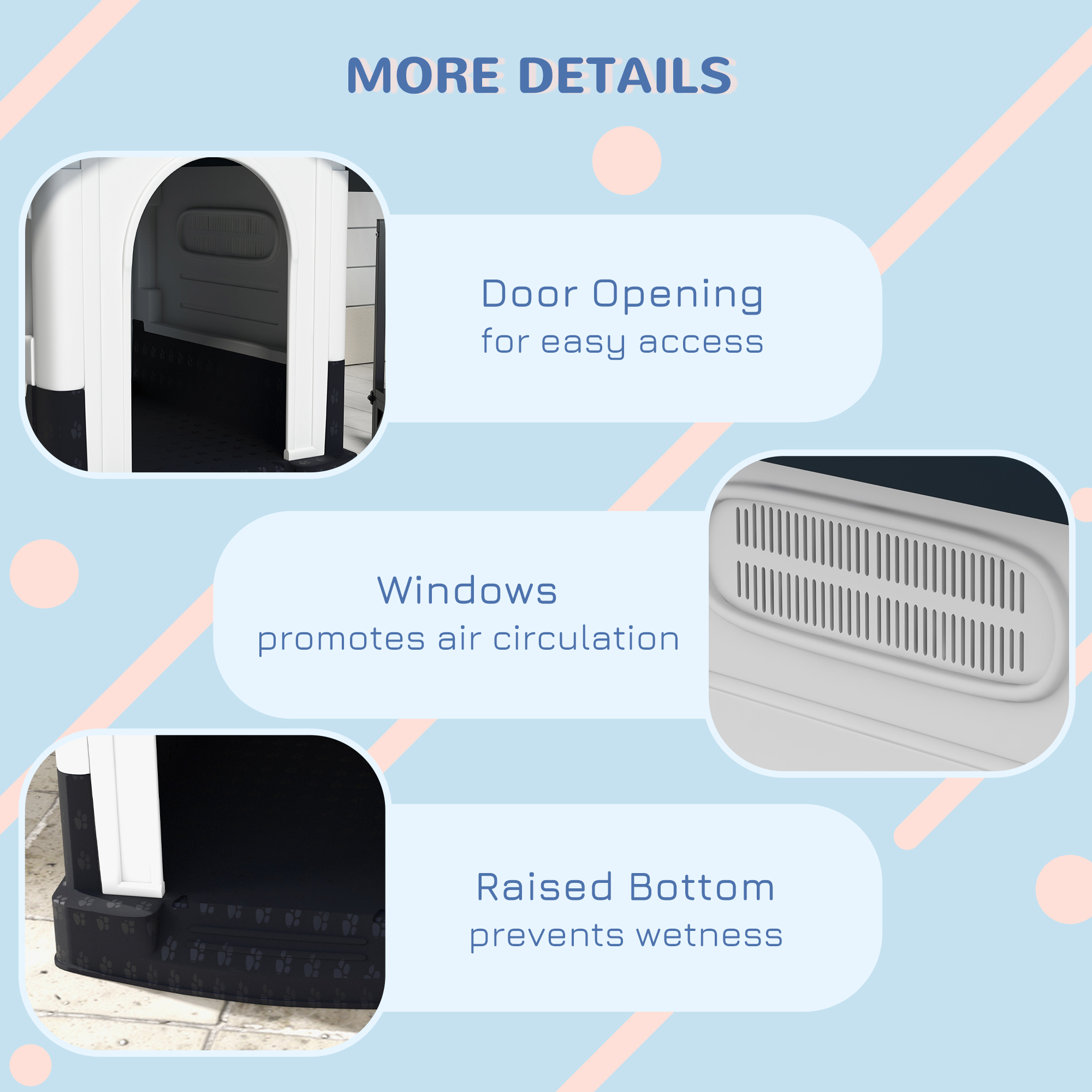 Plastic Dog Kennel With Windows,for Garden Patio,Miniature Dogs,64.5 X 57 X — image 4