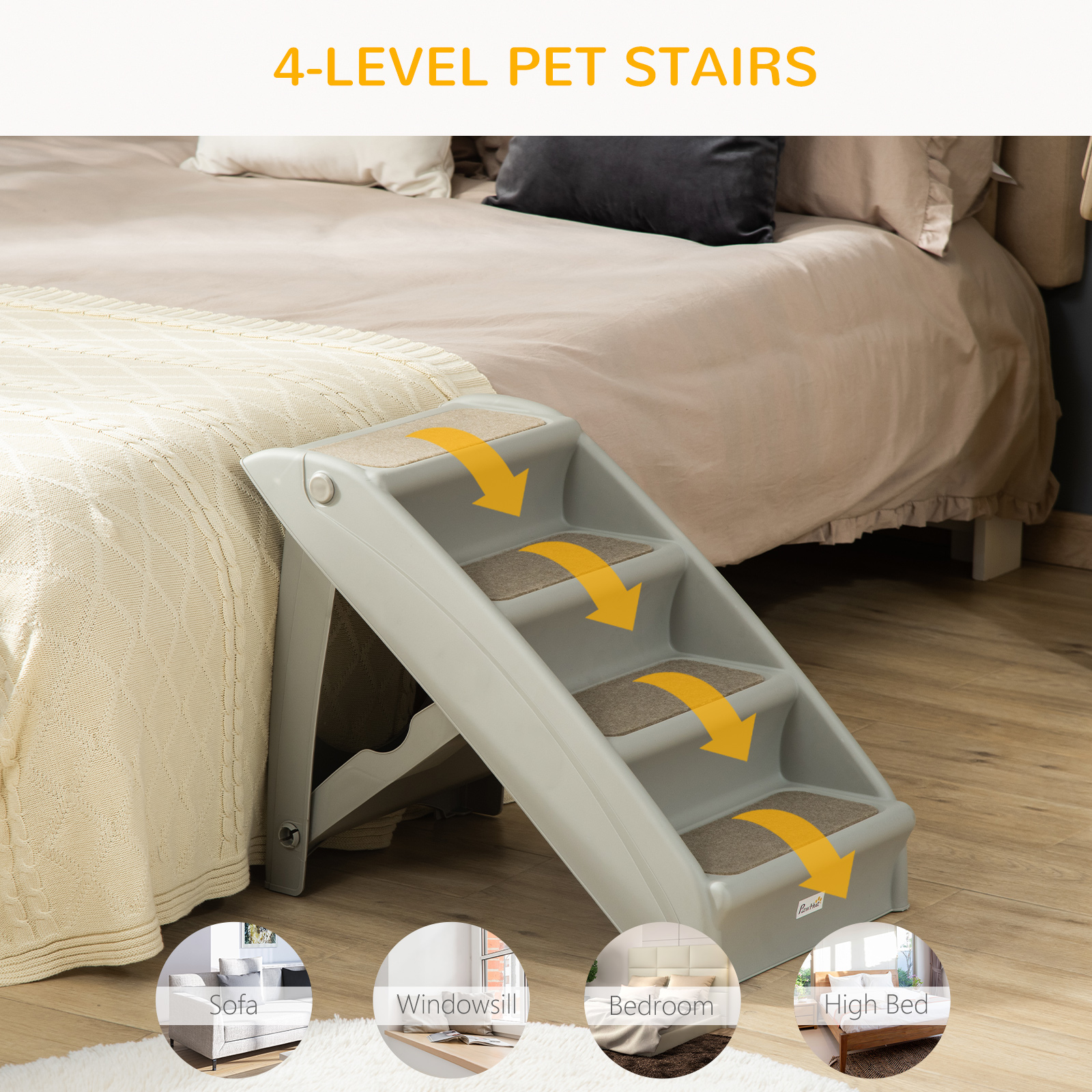 Foldable Four-Step Pet Stairs,for Cats,Small Miniature Dogs,with Non-Slip Mats — image 5