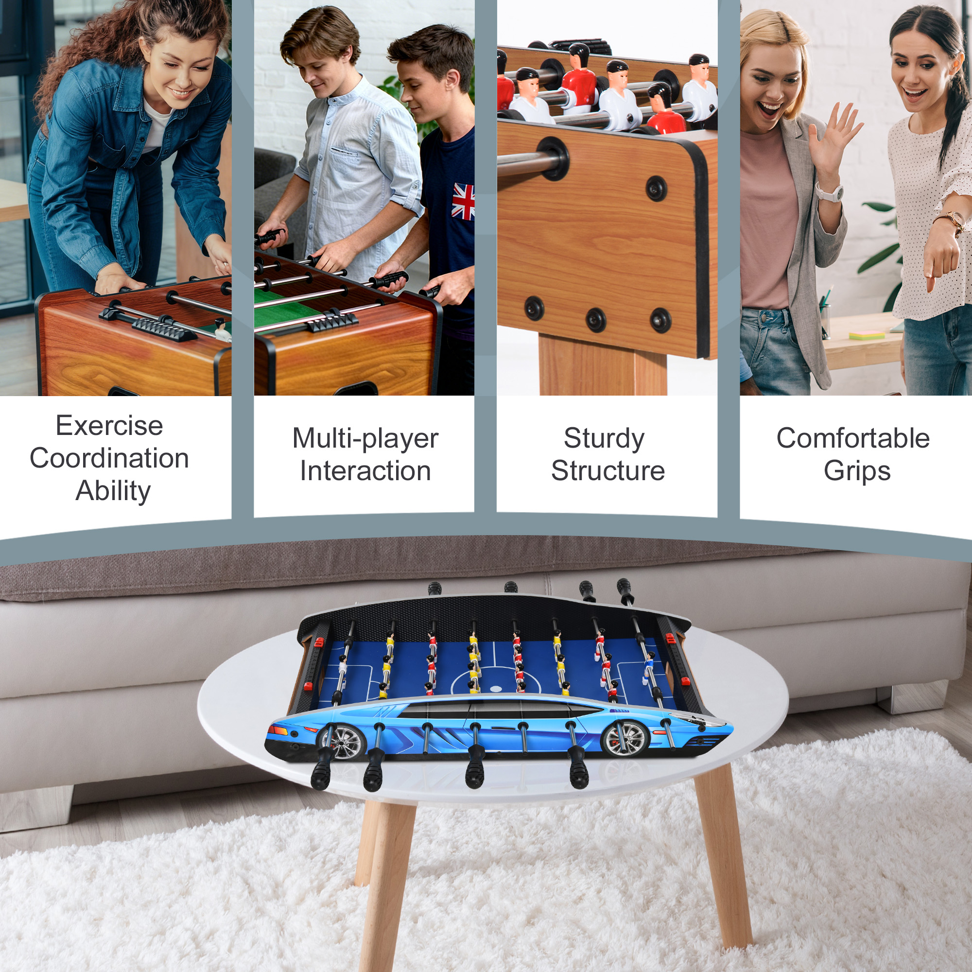 29 Inch Mini Tabletop Football Foosball Gaming Table Play